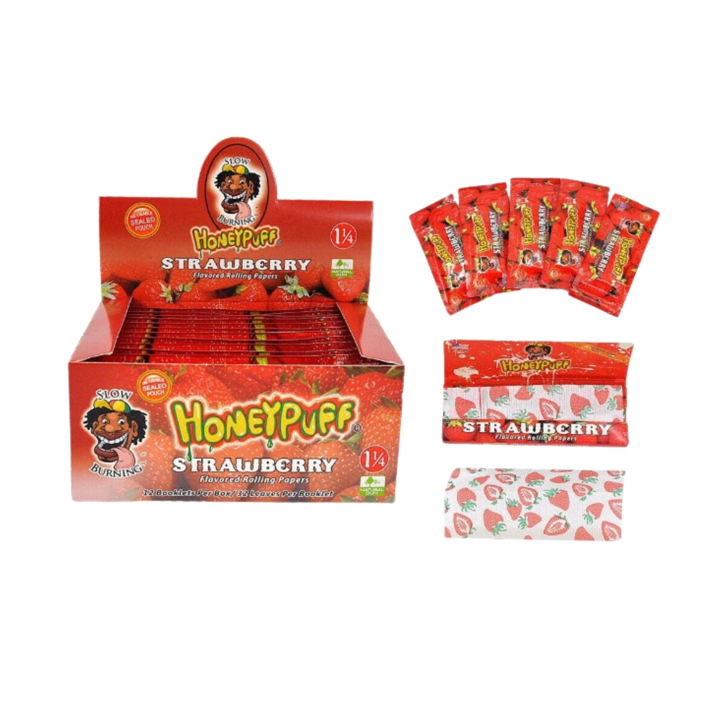 ROLLING PAPER | HONEYPUFF 1 1/4 INCH STRAWBERRY FLAVORED ROLLING PAPER