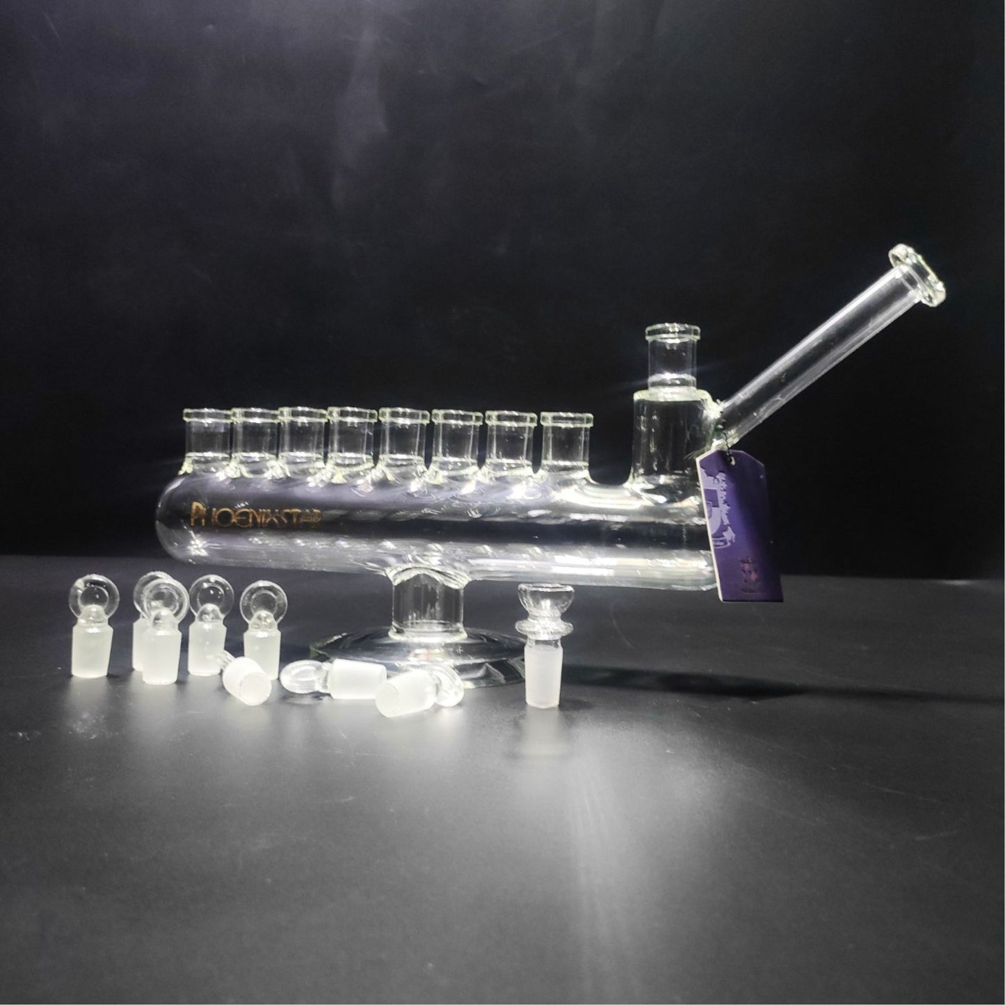 Glass Bong | Phoenix Massive Bubbler Chamber with 8 + 1 14mm joint 14" Length 