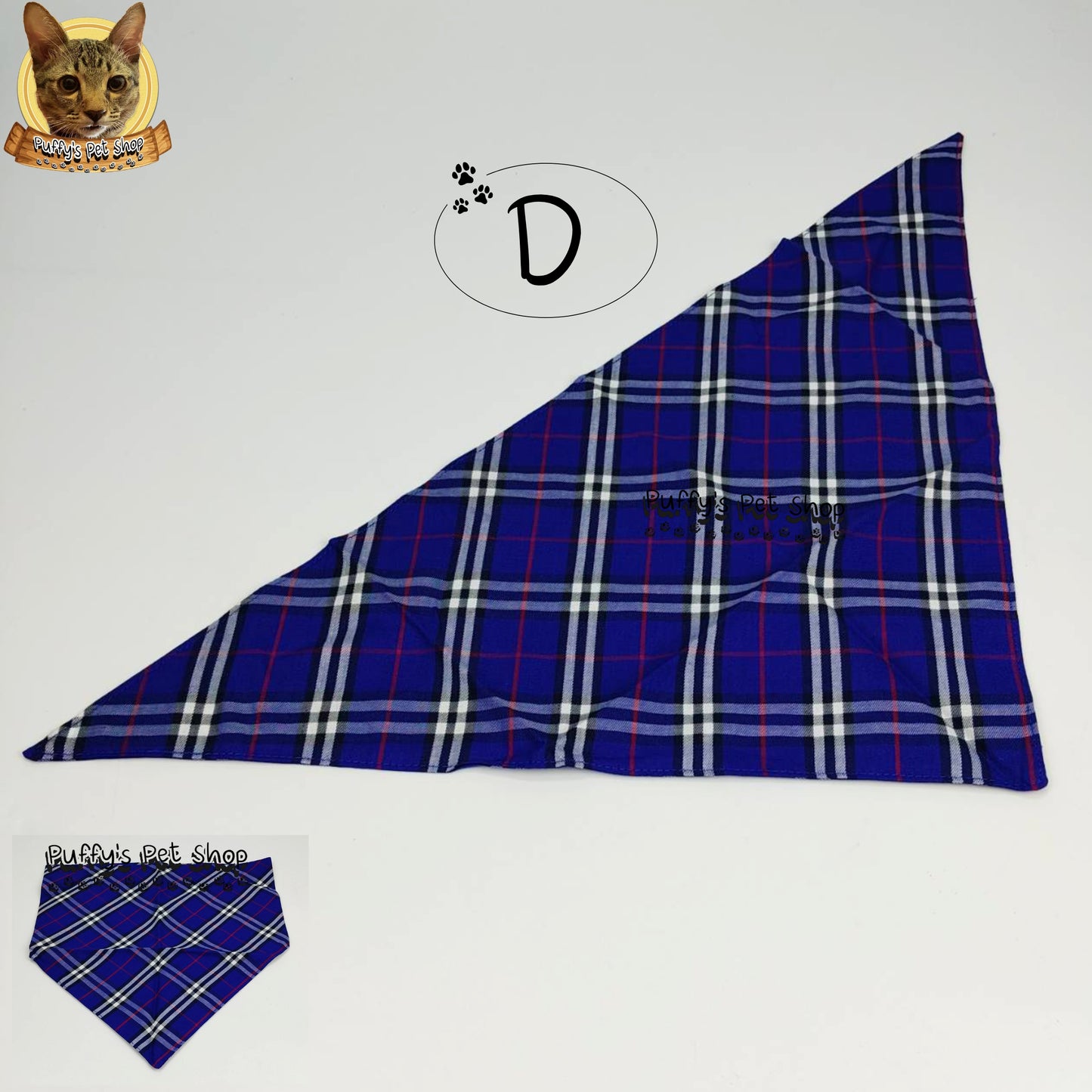 Puffy's Pet Shop |  Luxury Cotton Pet Scarf  ผ้าพันคอสัตว์เลี้ยงพรีเมียม ผ้าคอตตอนแท้ เนื้อผ้าดี ไม่ระคายเคือง สำหรับสุนัขและแมว ขนาด L 60 ซม.