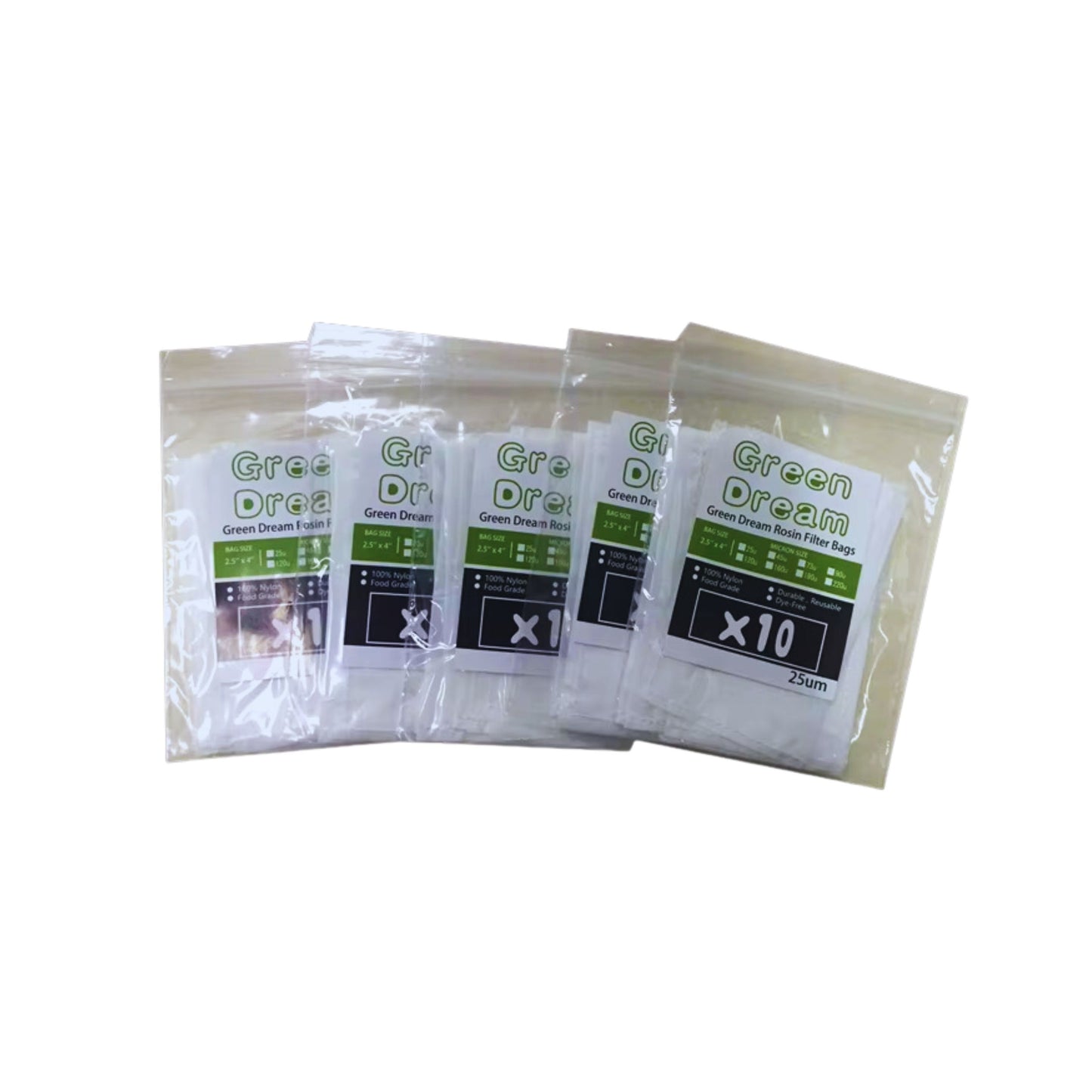 ROSIN BAGS | GREEN DREAM 2.5x4 INCH ROSIN BAGS SIZE 25 MICRON | 10 PIECES