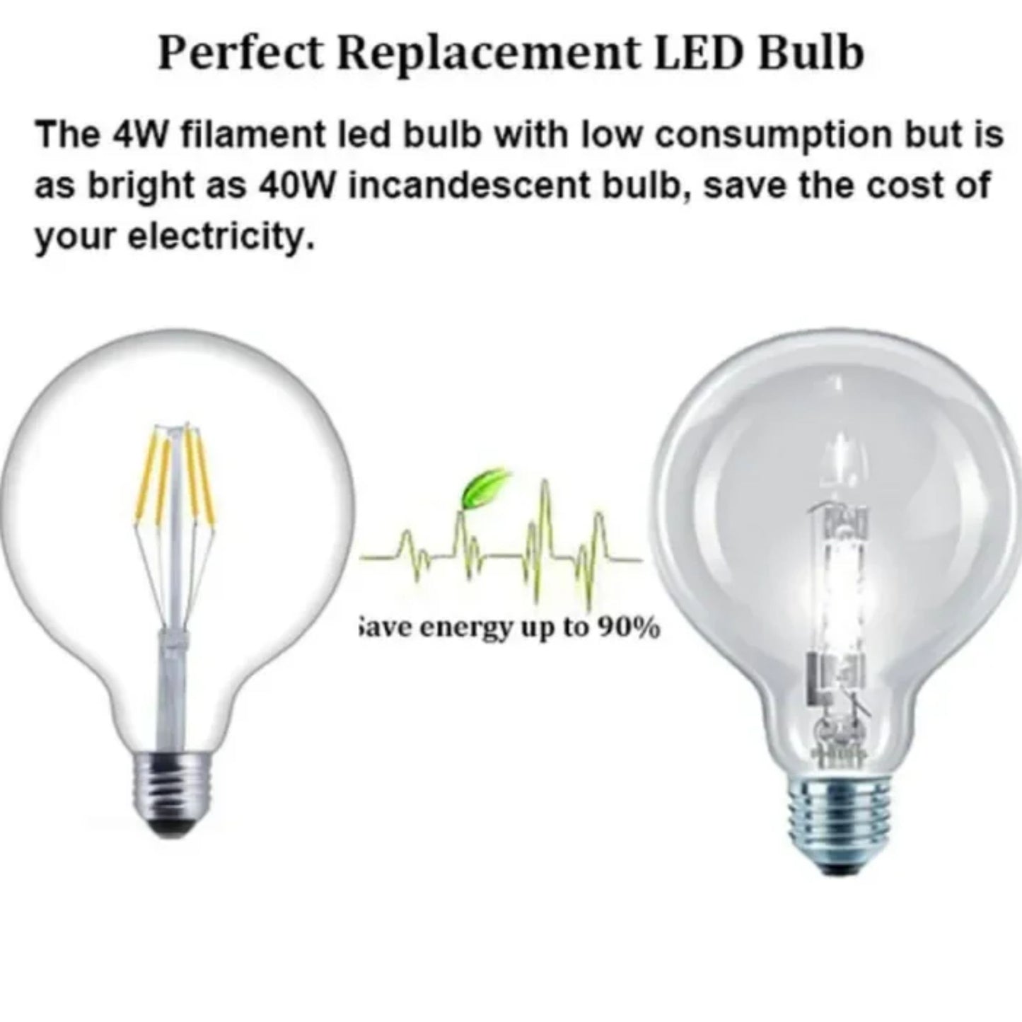 หลอดไฟวินเทจ G125 ฐาน E27 LED Filament  (4W, แสง Warm White)