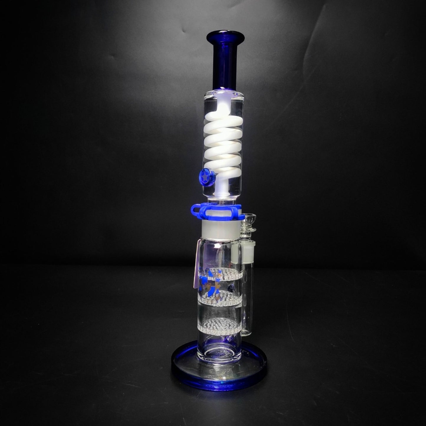 Glass Bong | PHOENIX STAR STRAIGHT LEGO WITH TRIPLE HONEYCOMB PERCOLATOR 15INCH | WHITE CLIP