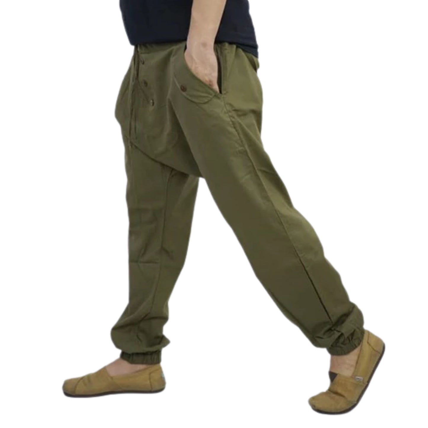 RAK MAE รักแม่ | COMFY CITY COTTON JOGGER PANTS - OLIVE GREEN (REGULAR SIZE)