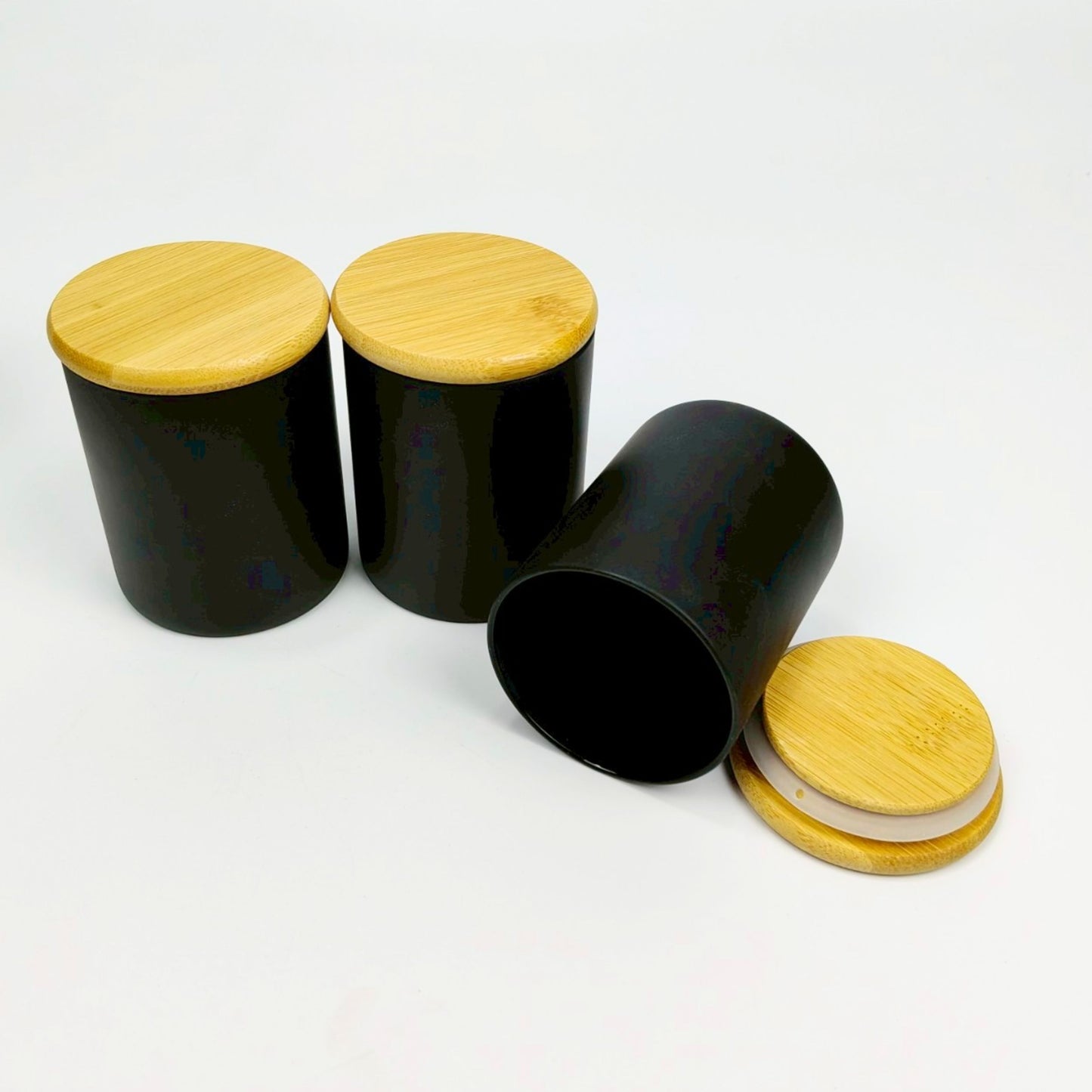 GLASS JAR | FROSTED GLASS JAR WITH WOODEN LID SIZE: 65 x 80MM - 200ML