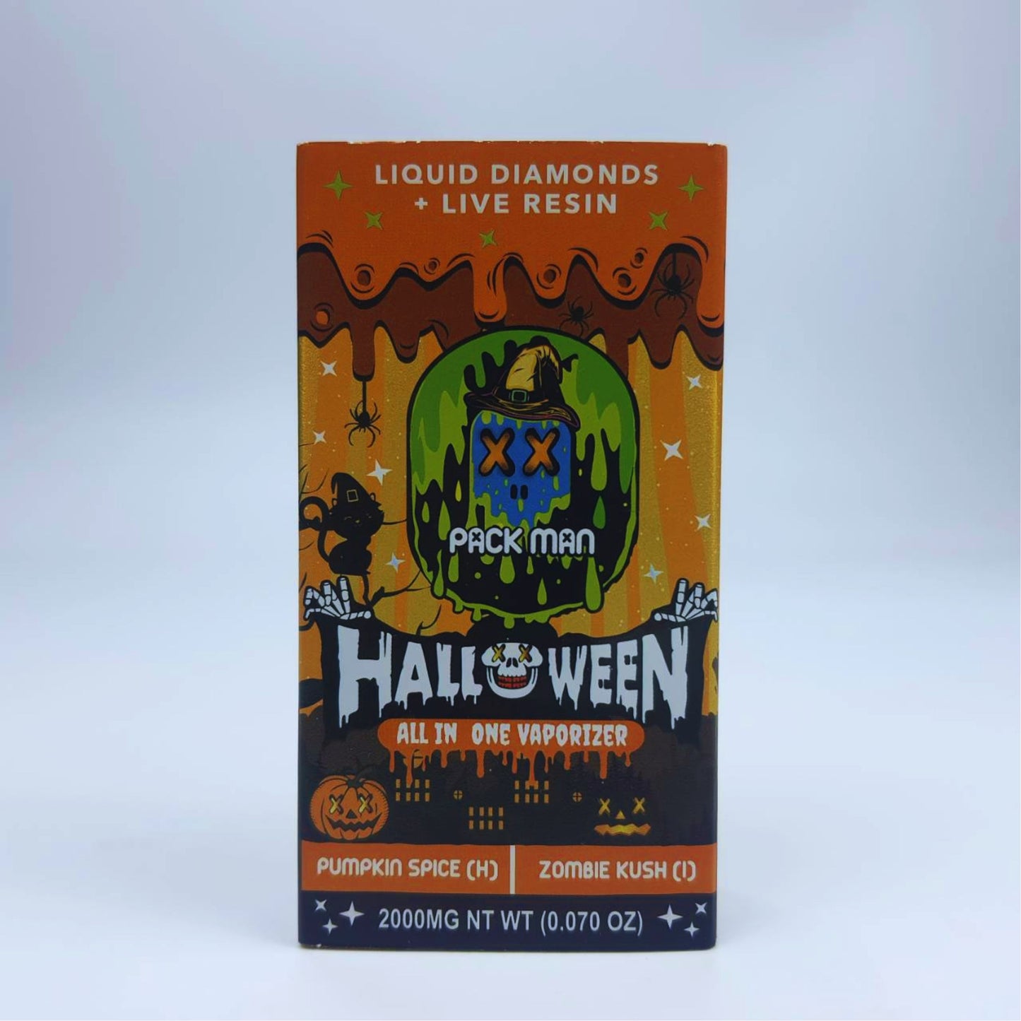 PACK MAN - LIQUID DIAMONDS + LIVE RESIN HALLOWEEN 2.0ML | PUMPKIN SPICE (H) | ZOMBIE KUSH (I)