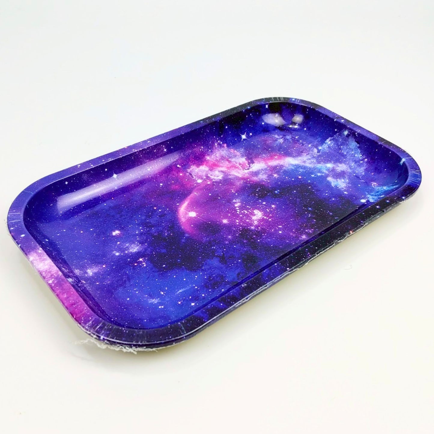 TRAY | GALAXY PSYCHEDELIC PURPLE METAL ROLLING TRAY SIZE : 27.5X16 CM