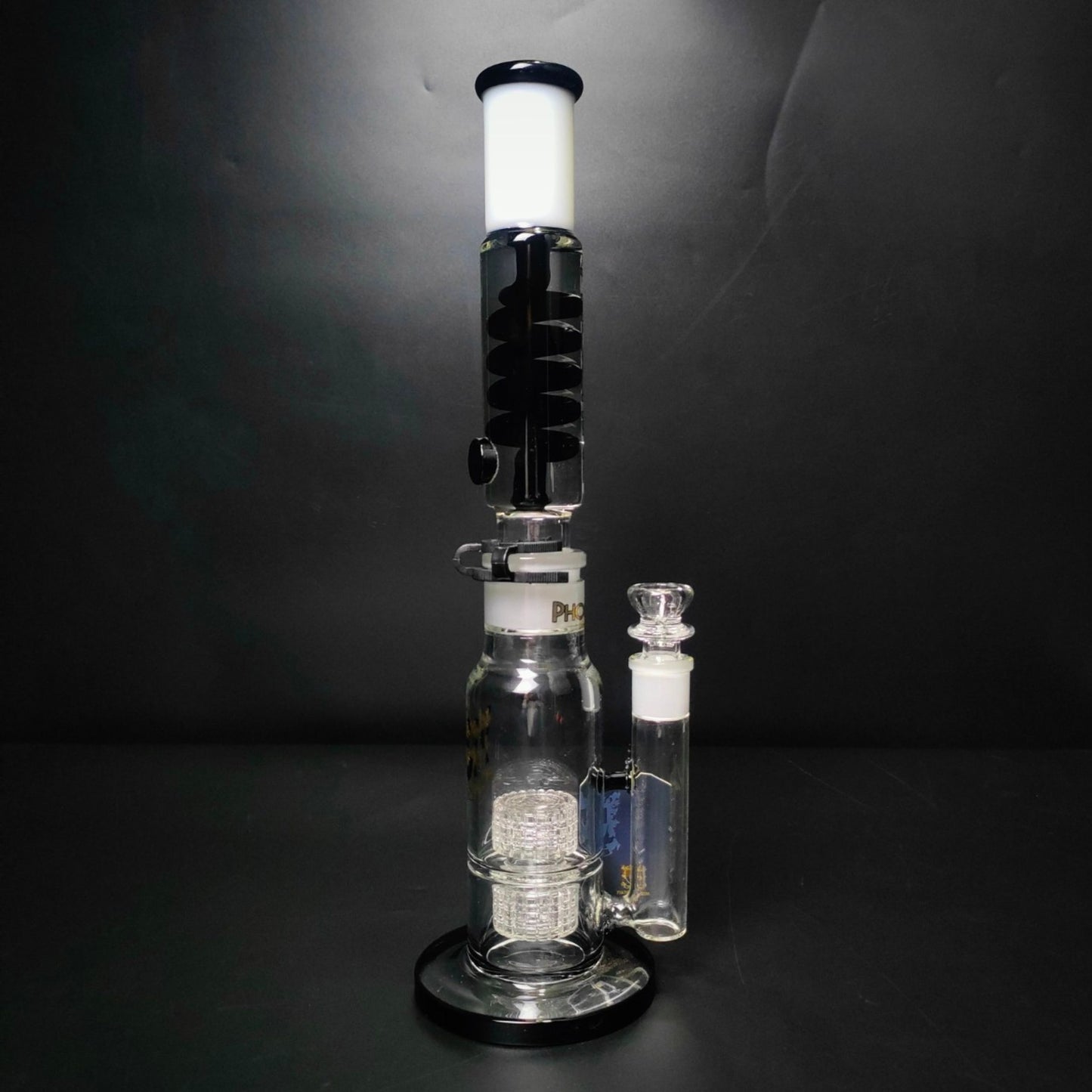 Glass Bong | PHOENIX LEGO STRAIGHT WITH DOUBLE MATRIX PERCOLATOR BLACK CLIP 15 INCH