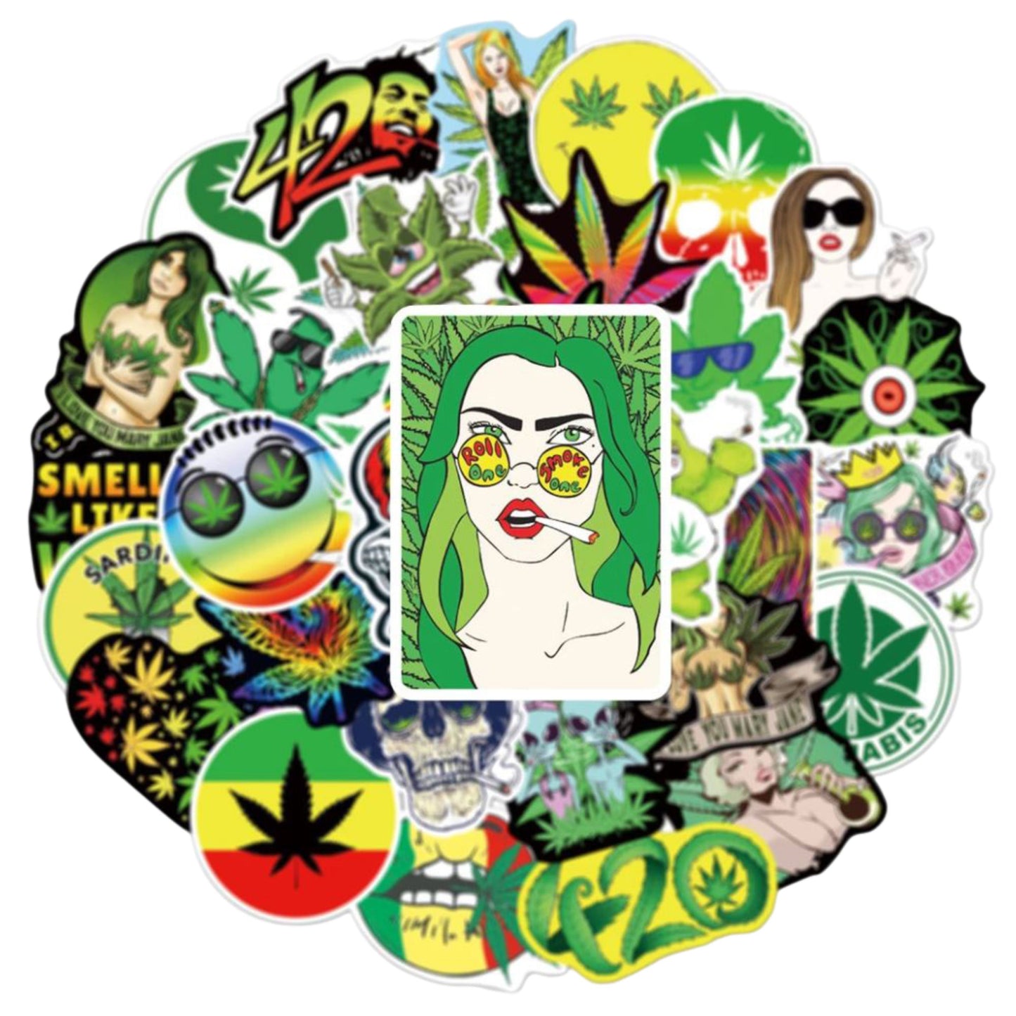 STICKERS | HEMP LEAF 420 RASTA STICKERS