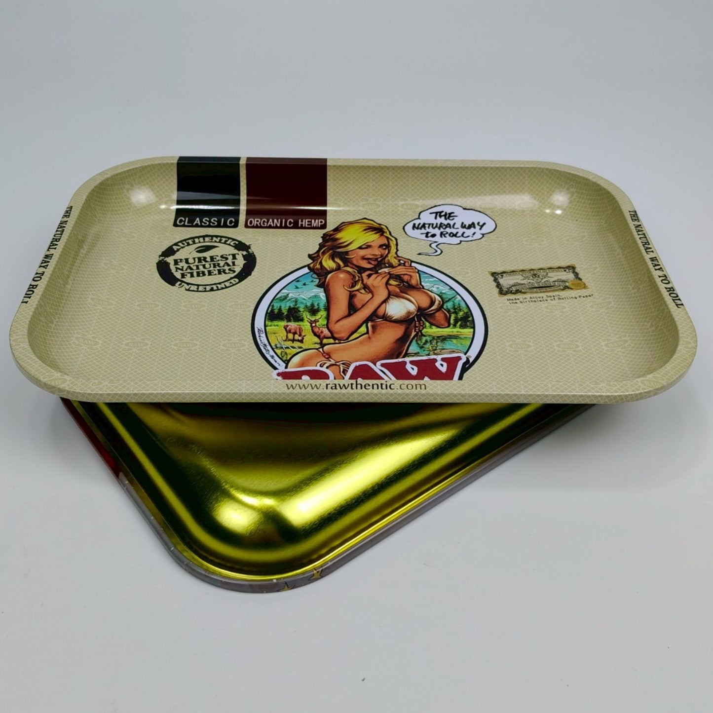 TRAY | RAW - BIKINI GIRL METAL ROLLING TRAY SIZE : 19X28.5 CM