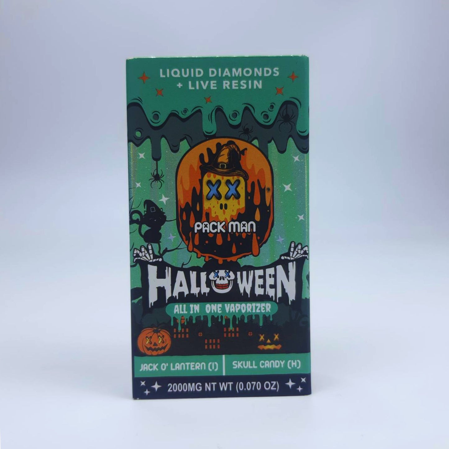 PACK MAN - LIQUID DIAMONDS + LIVE RESIN HALLOWEEN 2.0ML | JACK O’ LANTERN (I) | SKULL CANDY (H)
