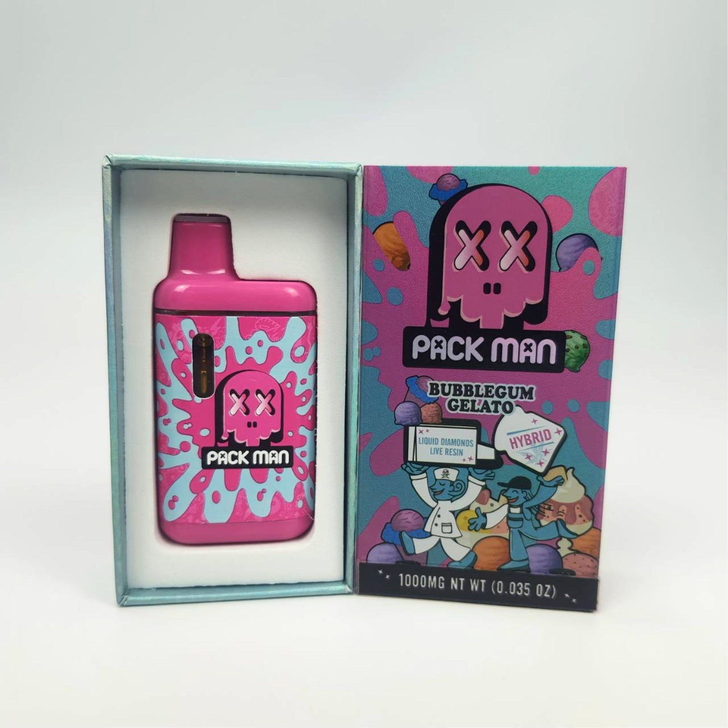 PACK MAN LIQUID DIAMONDS + LIVE RESIN 1.0ML | BUBBLEGUM GELATO : HYBRID