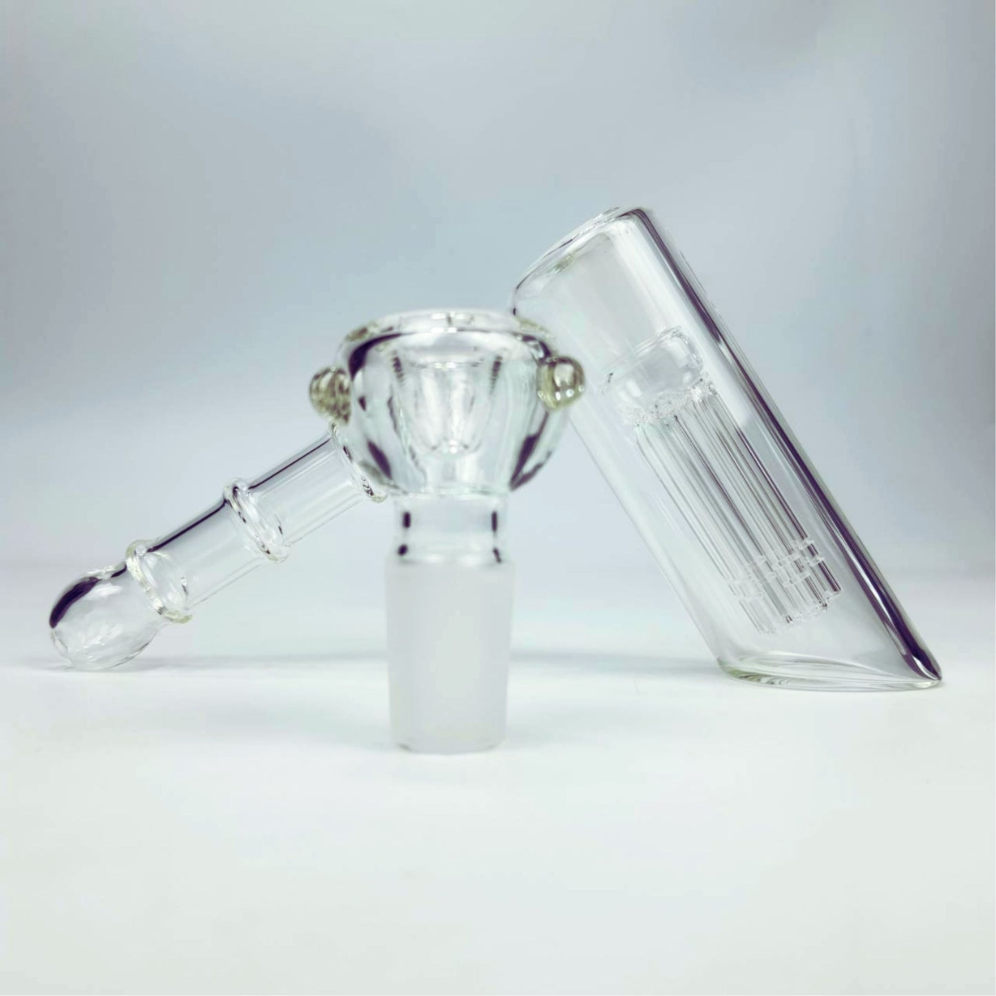 PIPE | GLASS BUBBLER HAMMER PIPE OPEN END 18MM WITH 6 - ARM PERCOLATOR