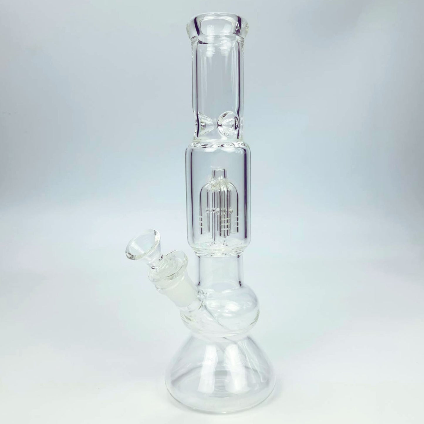 GLASS BONG | DOUBLE SPHERE BASE GLASS 14MM JOINT WITH 4 ARM PERC 12 INCH