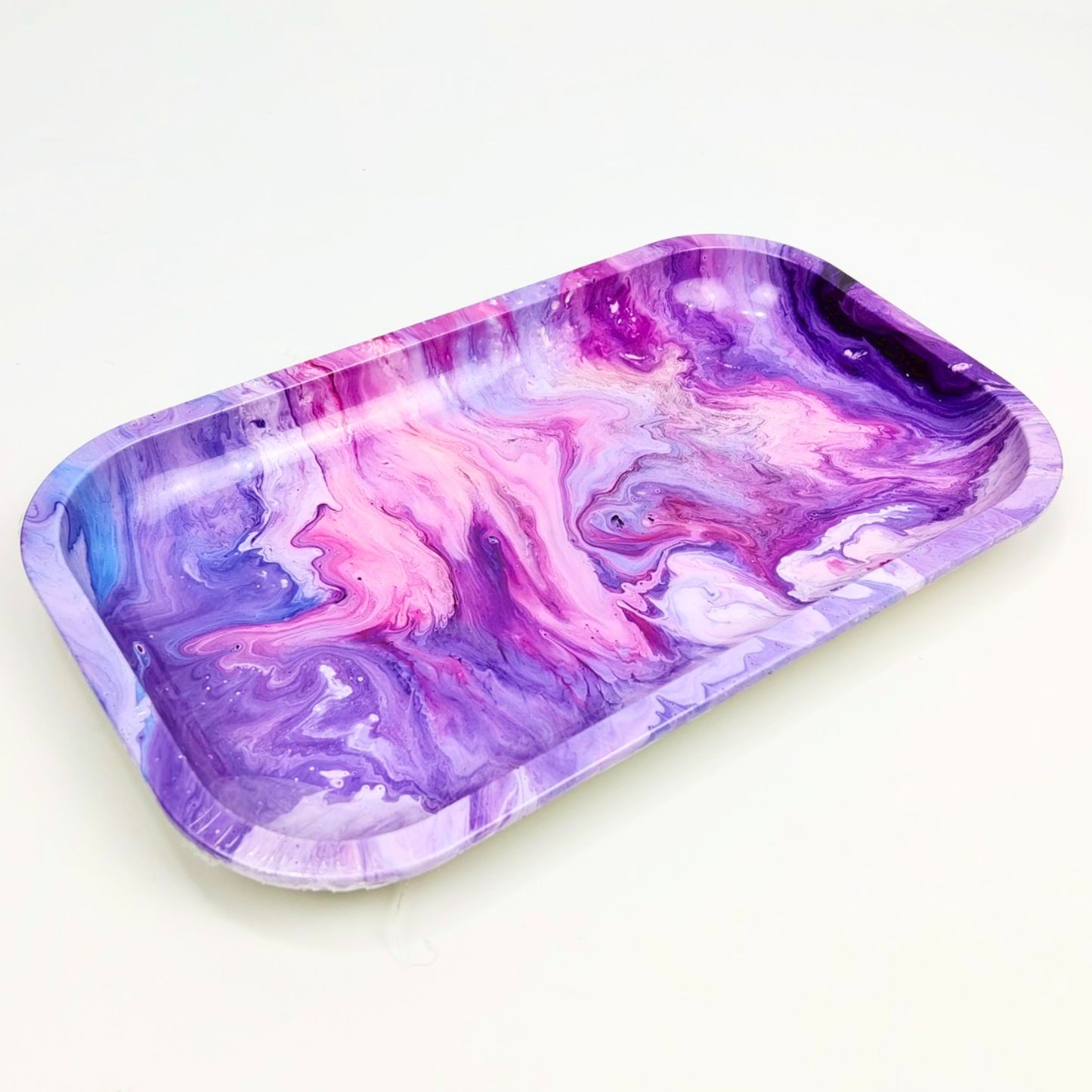 TRAY | GALAXY PSYCHEDELIC PINK METAL ROLLING TRAY SIZE : 27.5X16 CM