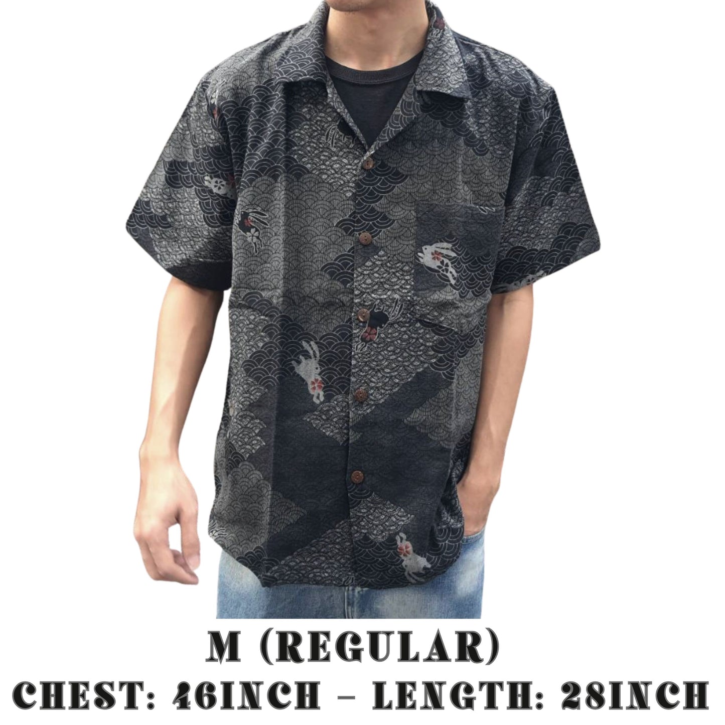 RAK MAE รักแม่ | COMFY HAWAIIAN COTTON SHIRT - RABBIT IN THE MOON