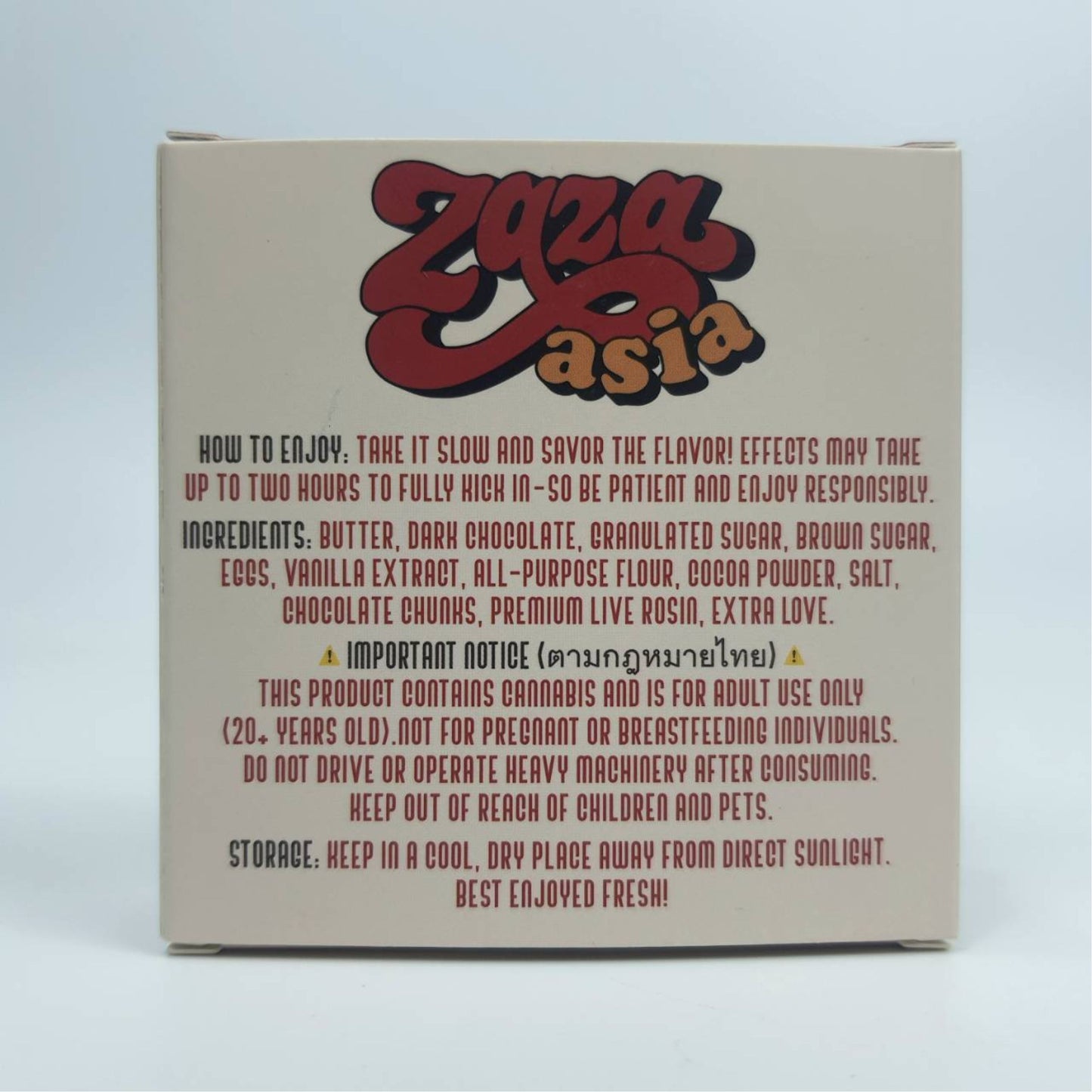 ZAZA ASIA | PREMIUM LIVE ROSIN CHOCOLIT CHUNK BROWNIE - INDICA | 100MG THC/PIECE