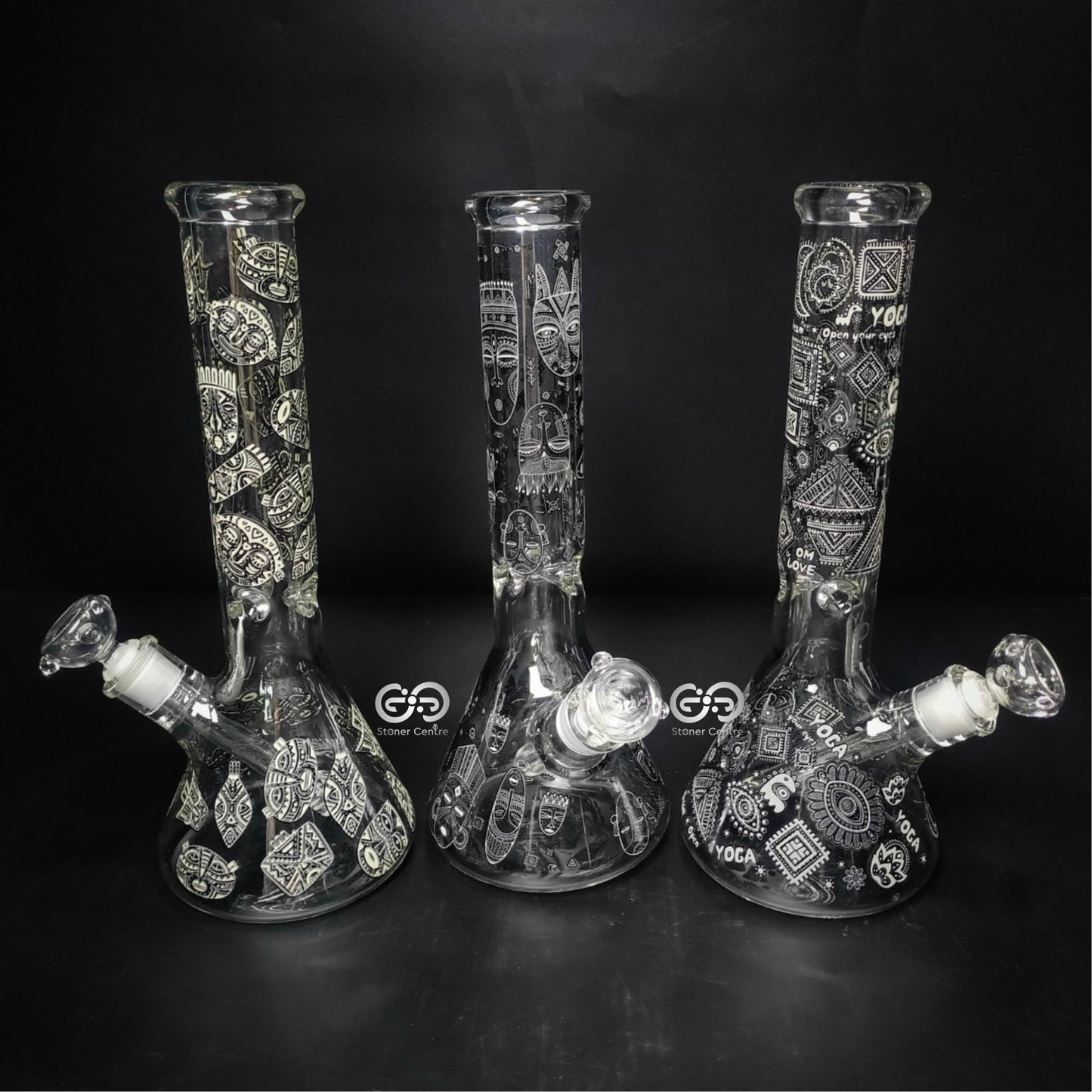 Glass Bong | TRIBAL GLOW IN THE DARK 14 INCH