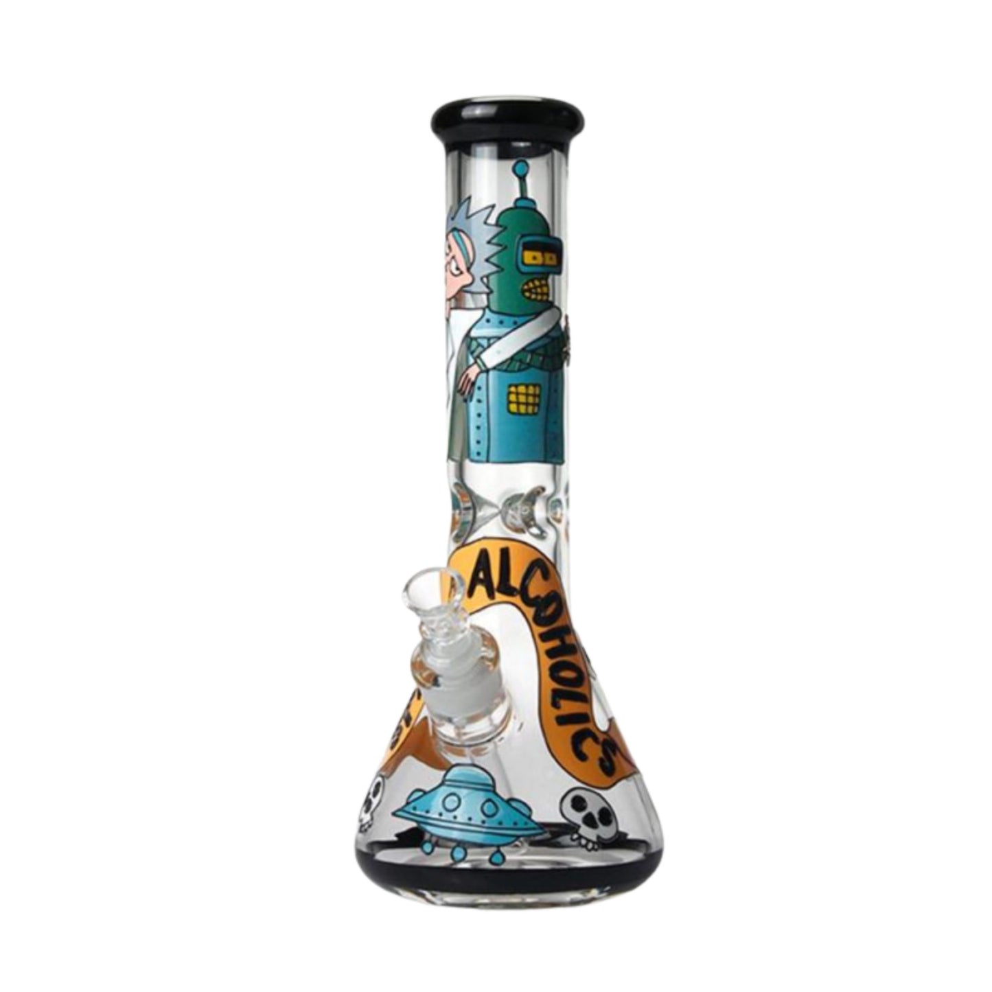 Glass Bong | GLOW IN THE DARK RICK AND MORTY SPACE ACHOLIC 12.5 INCH