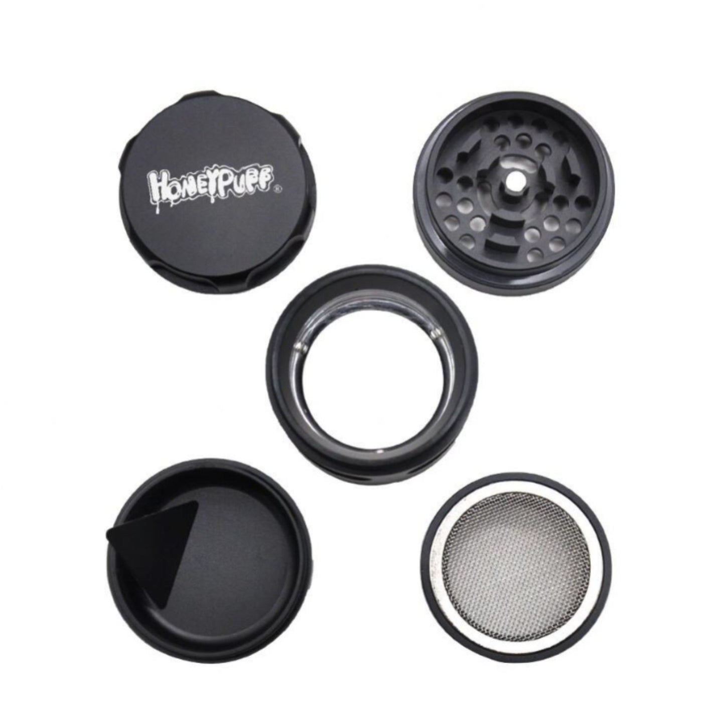 GRINDER | HONEYPUFF ALUMINUM GRINDER METAL - GLASS BODY 5 LAYERS