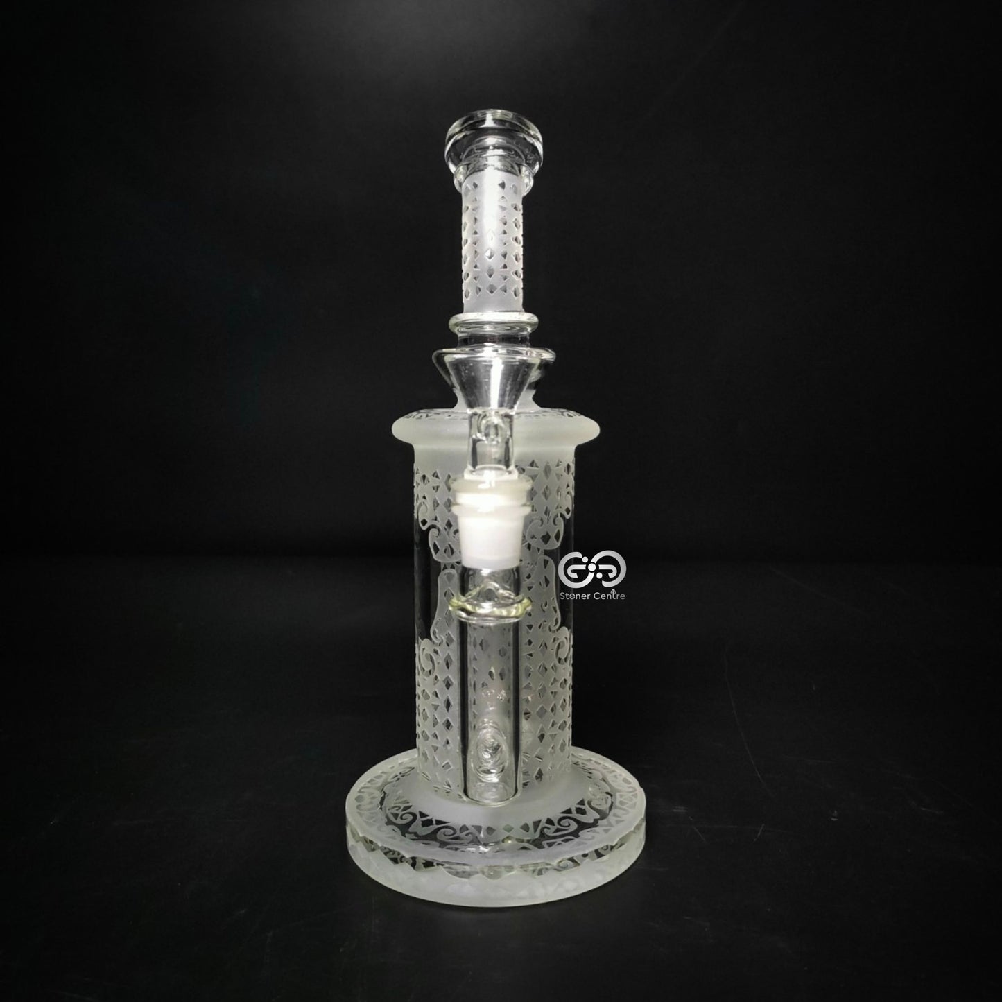 Glass Bong | ENGRAVED DYNASTY DAB RIG 14 MM JOINT WITH PERC 9 INCH