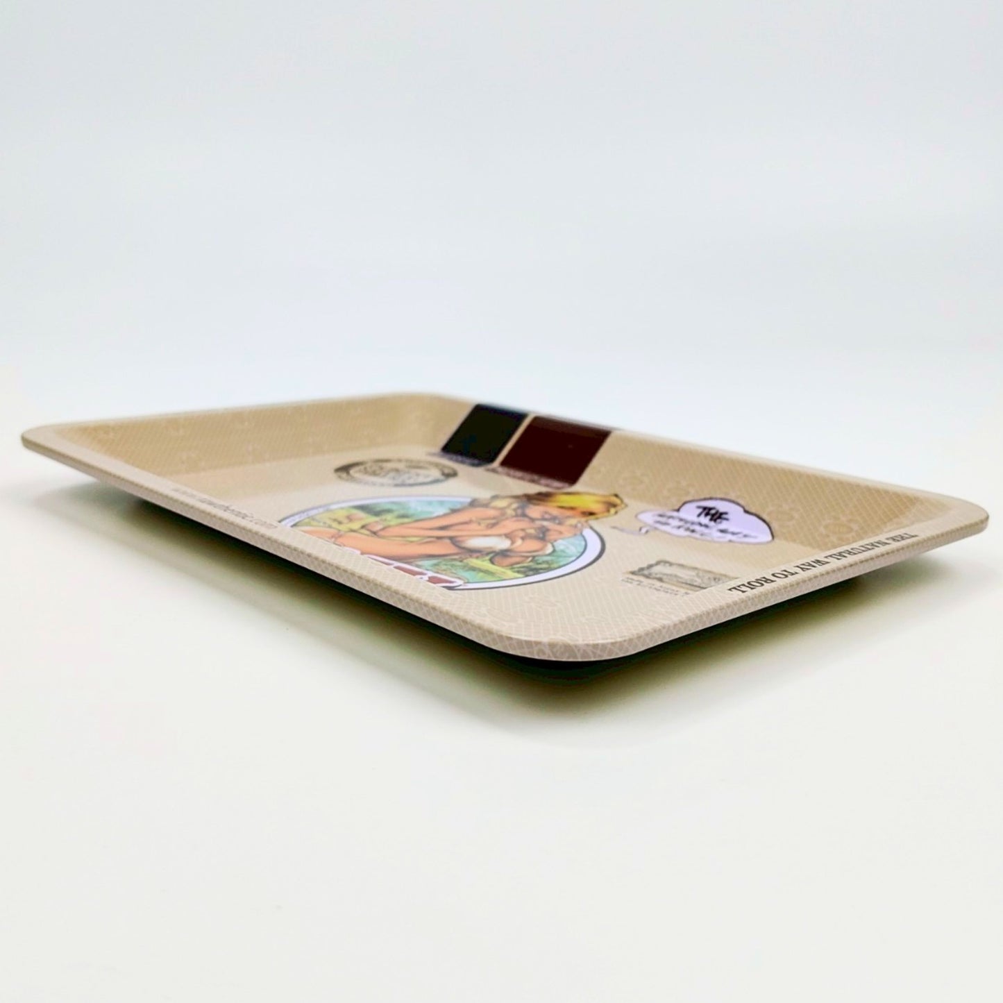 TRAY | RAW - BIKINI GIRL MINI METAL ROLLING TRAY SIZE : 12.5X18 CM