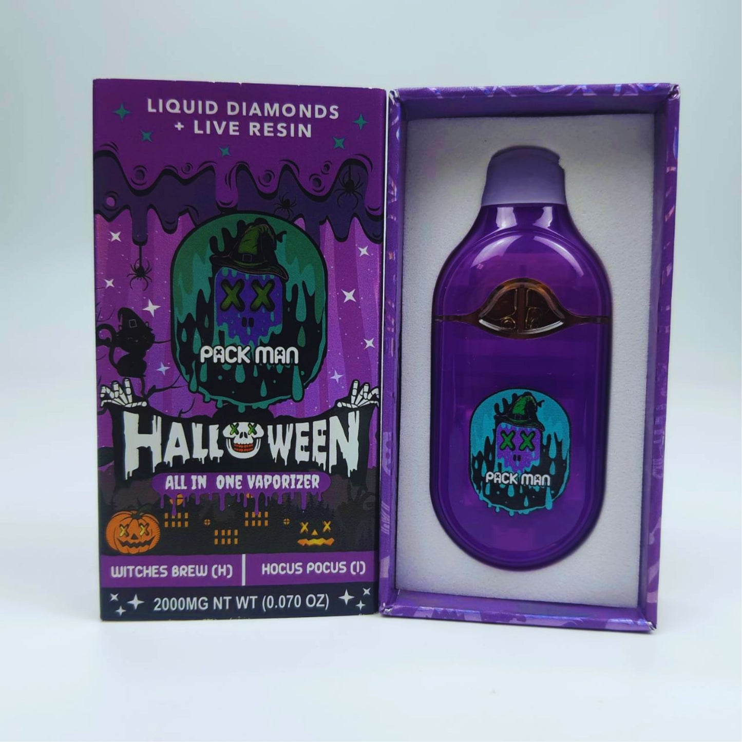 PACK MAN - LIQUID DIAMONDS + LIVE RESIN HALLOWEEN 2.0ML | WITCHES BREW (H) | HOCUS POCUS (I)
