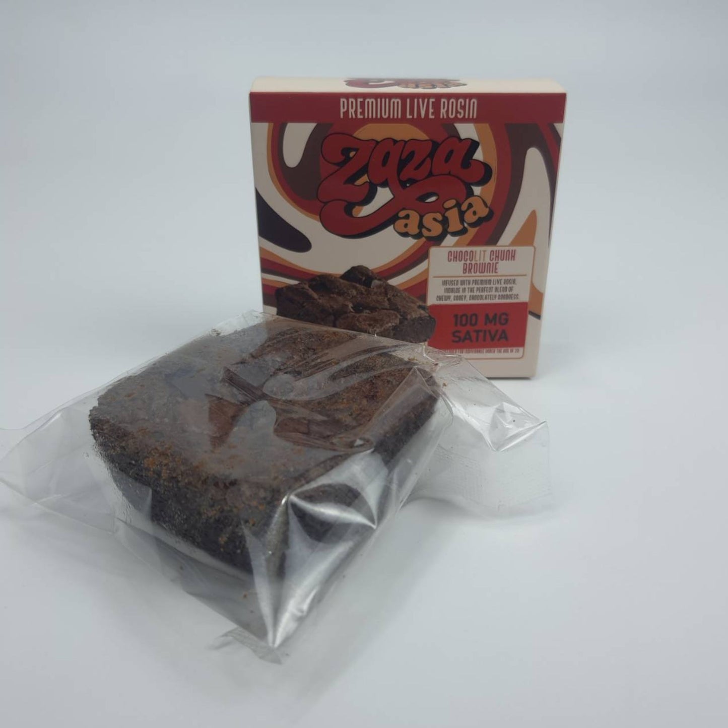 ZAZA ASIA | PREMIUM LIVE ROSIN CHOCOLIT CHUNK BROWNIE - SATIVA | 100MG THC/PIECE