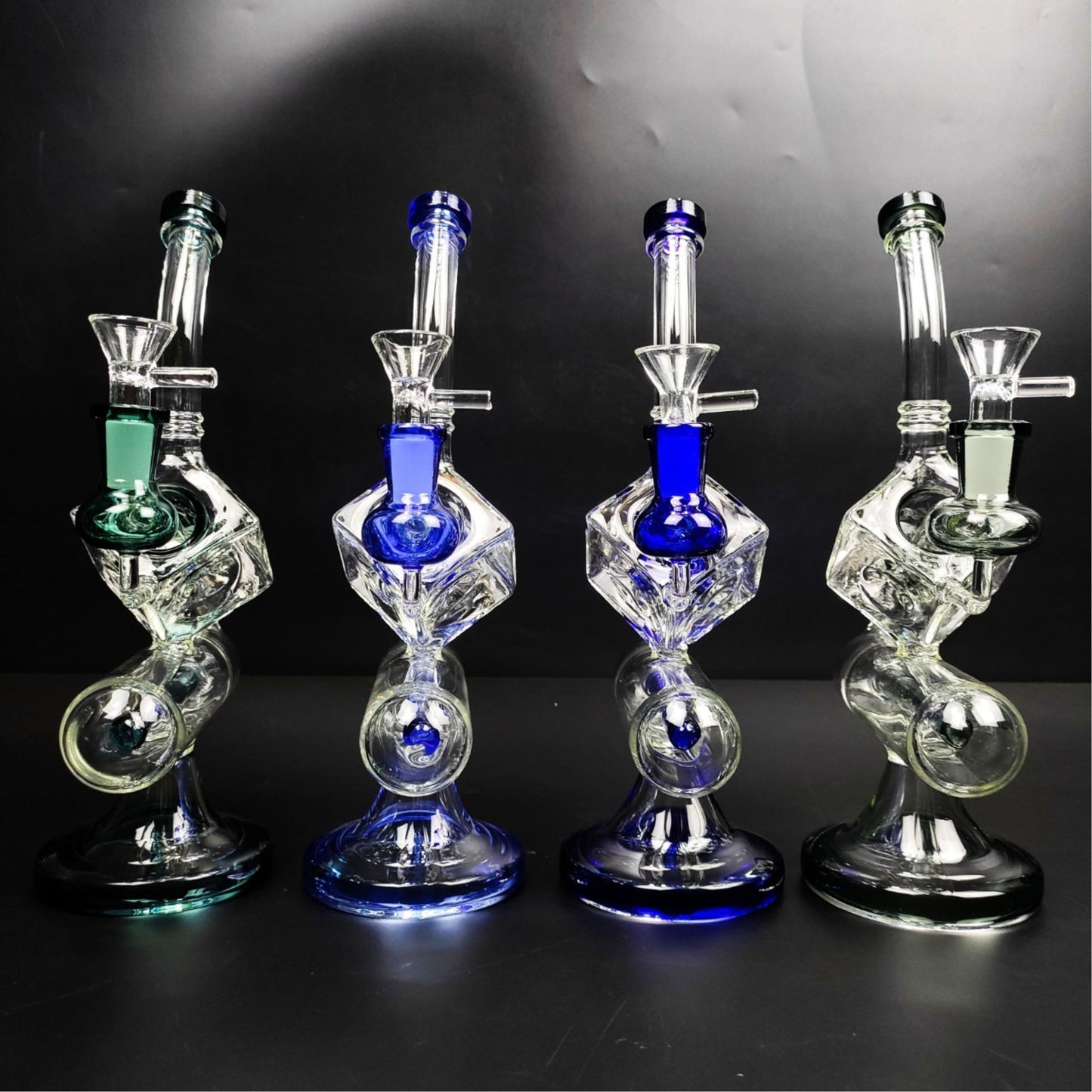 Glass Bong | DICE RECYCLER WITH INLINE PERC 10.5 INCH