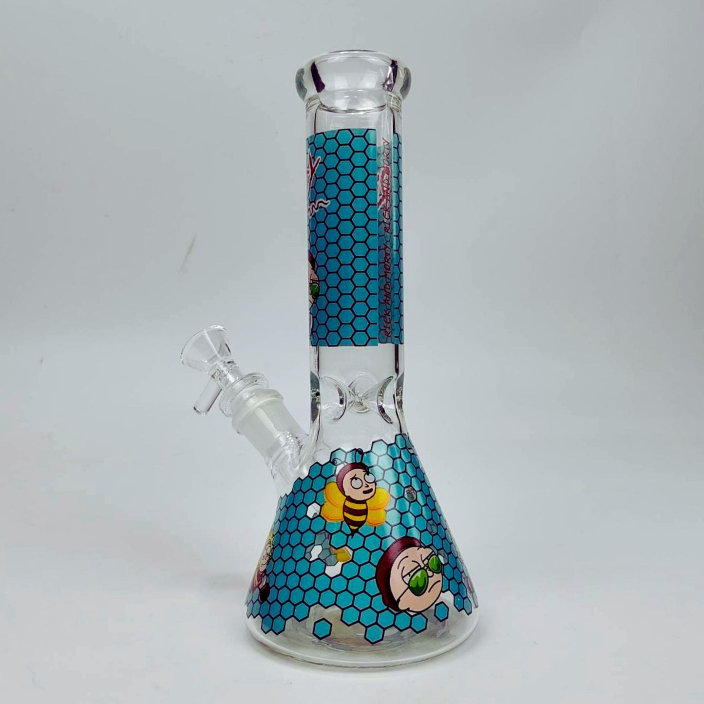 GLASS BONG | RICK AND MORTY HONEYCOMB BLUE 9 INCH 5MM THICKNESS