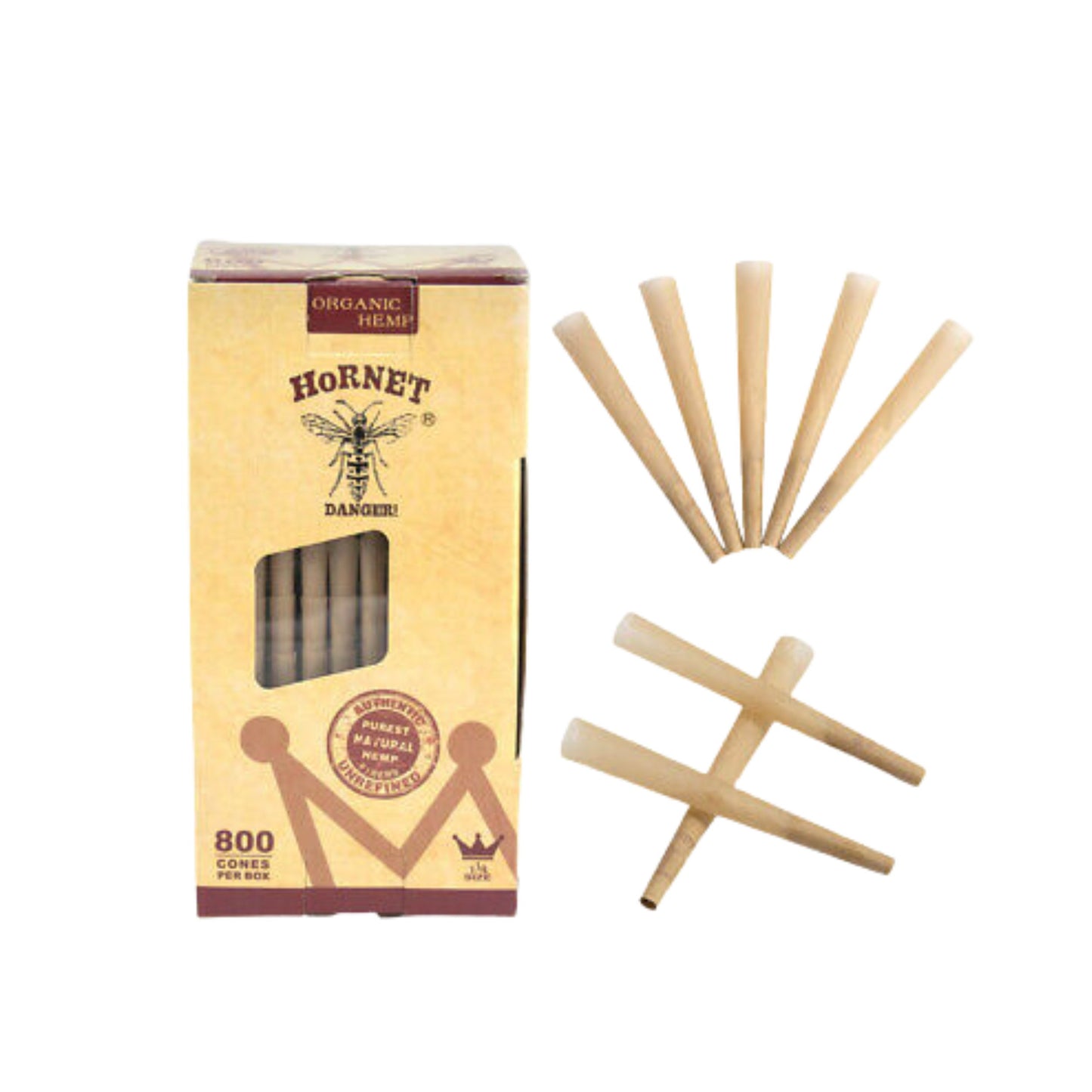 ROLLING PAPER | HORNET 1 1/4 INCH BROWN PRE - ROLLED CONES TOWER