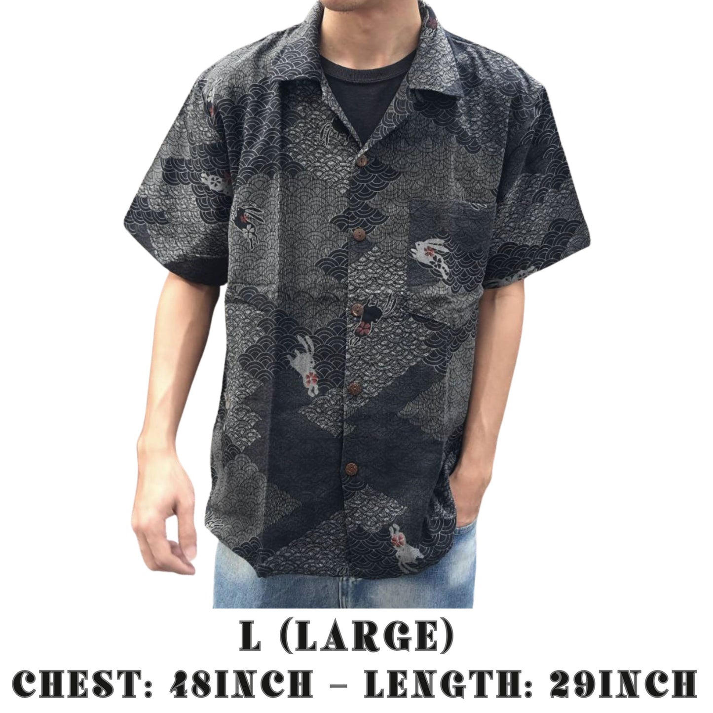 RAK MAE รักแม่ | COMFY HAWAIIAN COTTON SHIRT - RABBIT IN THE MOON
