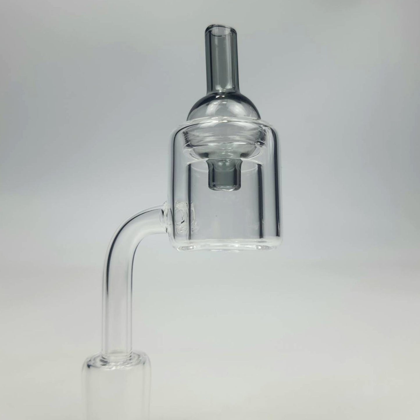 QUARTZ BOWL | DOUBLE LAYER QUARTZ BANGER 18MM & 90 DEGREE WITH GLASS CAP