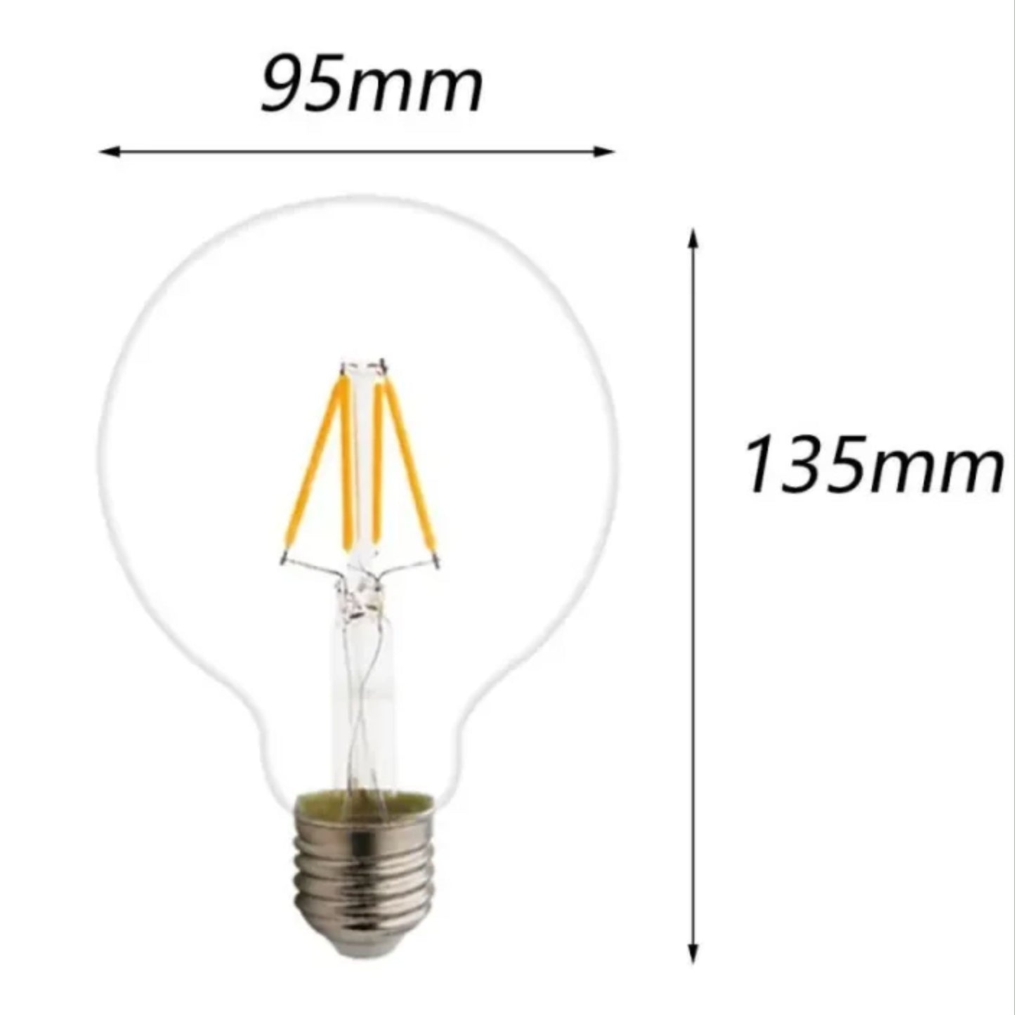 หลอดไฟวินเทจ G95 ฐาน E27 LED Filament  (4W, แสง Warm White)