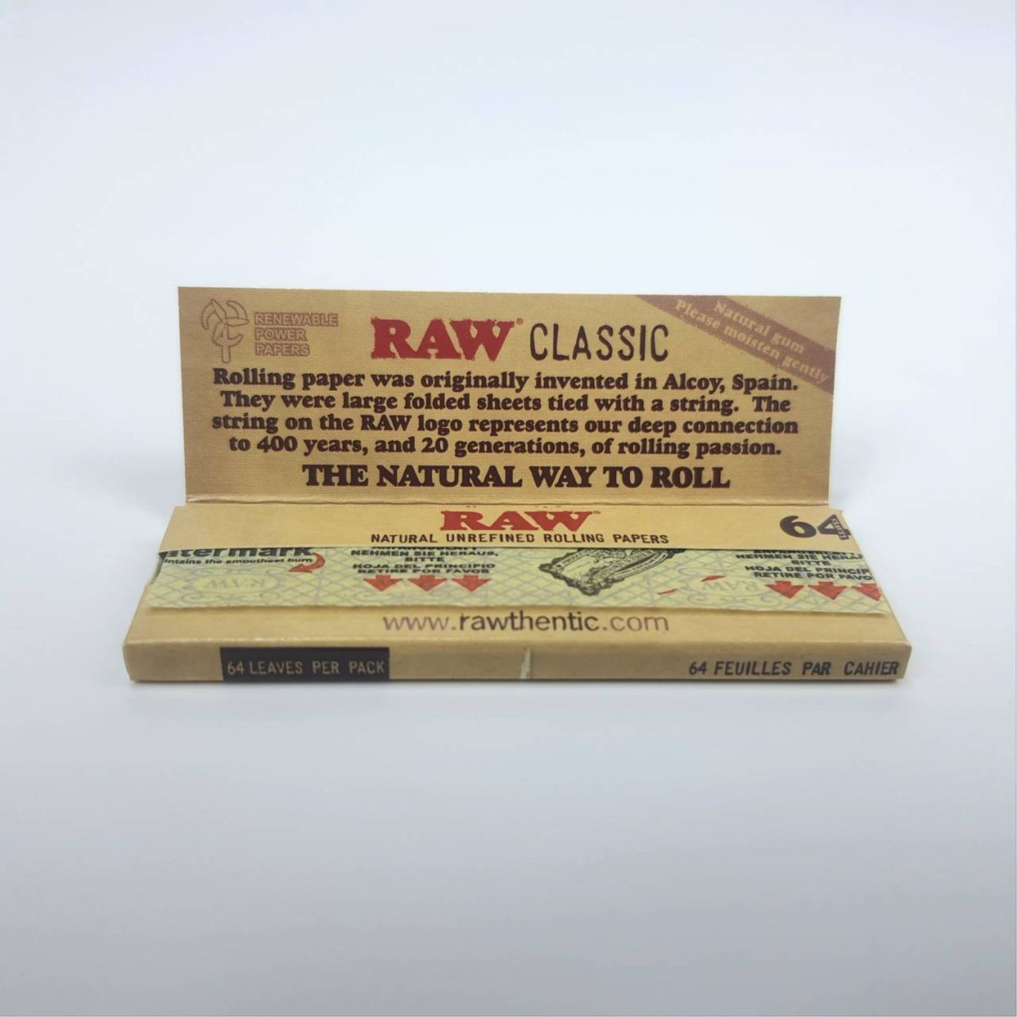 ROLLING PAPER | RAW CLASSIC 1 ¼" (64 LEAVES / BOOKLET | 24 BOOKLETS / BOX)