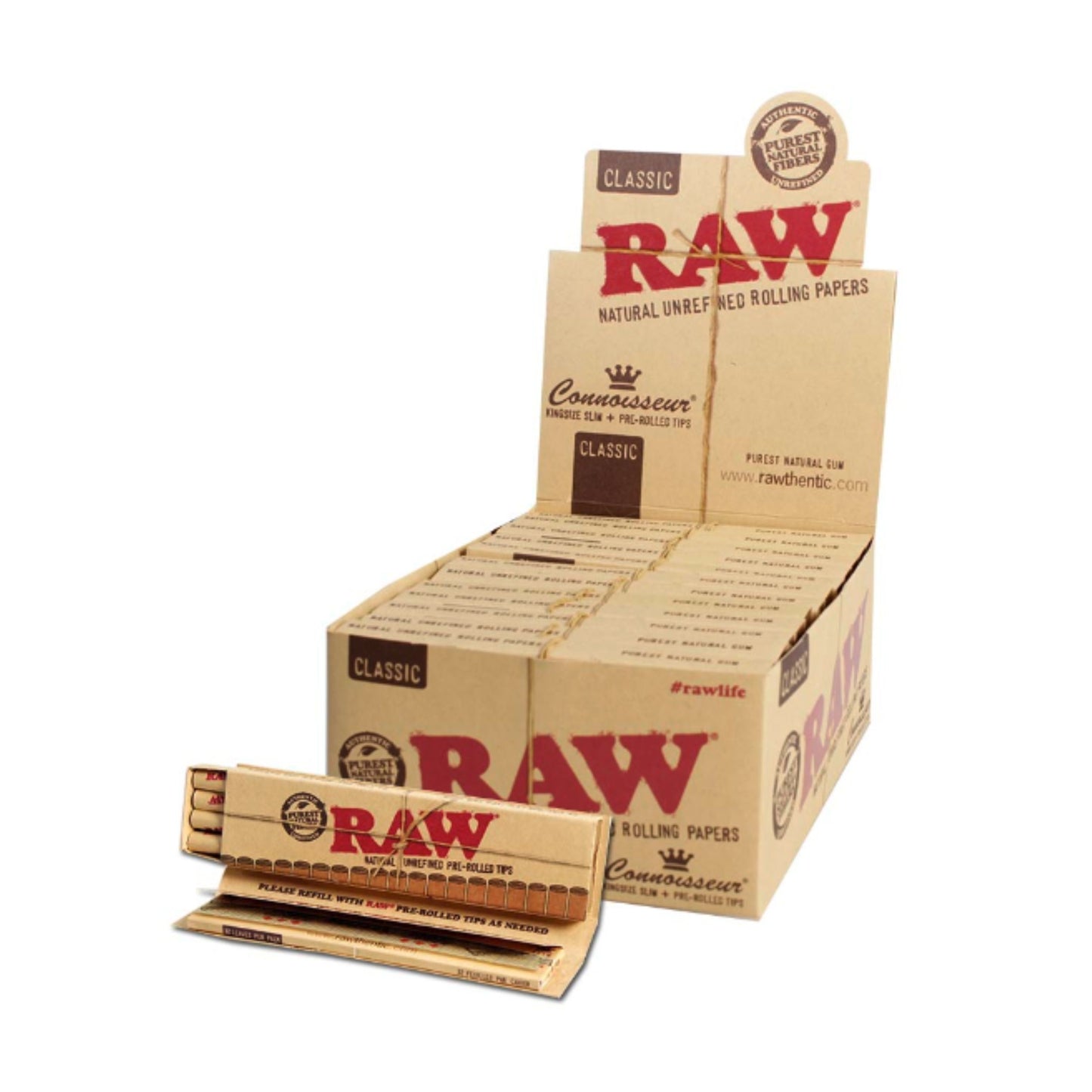 ROLLING PAPER | RAW CLASSIC KINGSIZE CONNOISSEUR PRE-ROLLED FILTERS