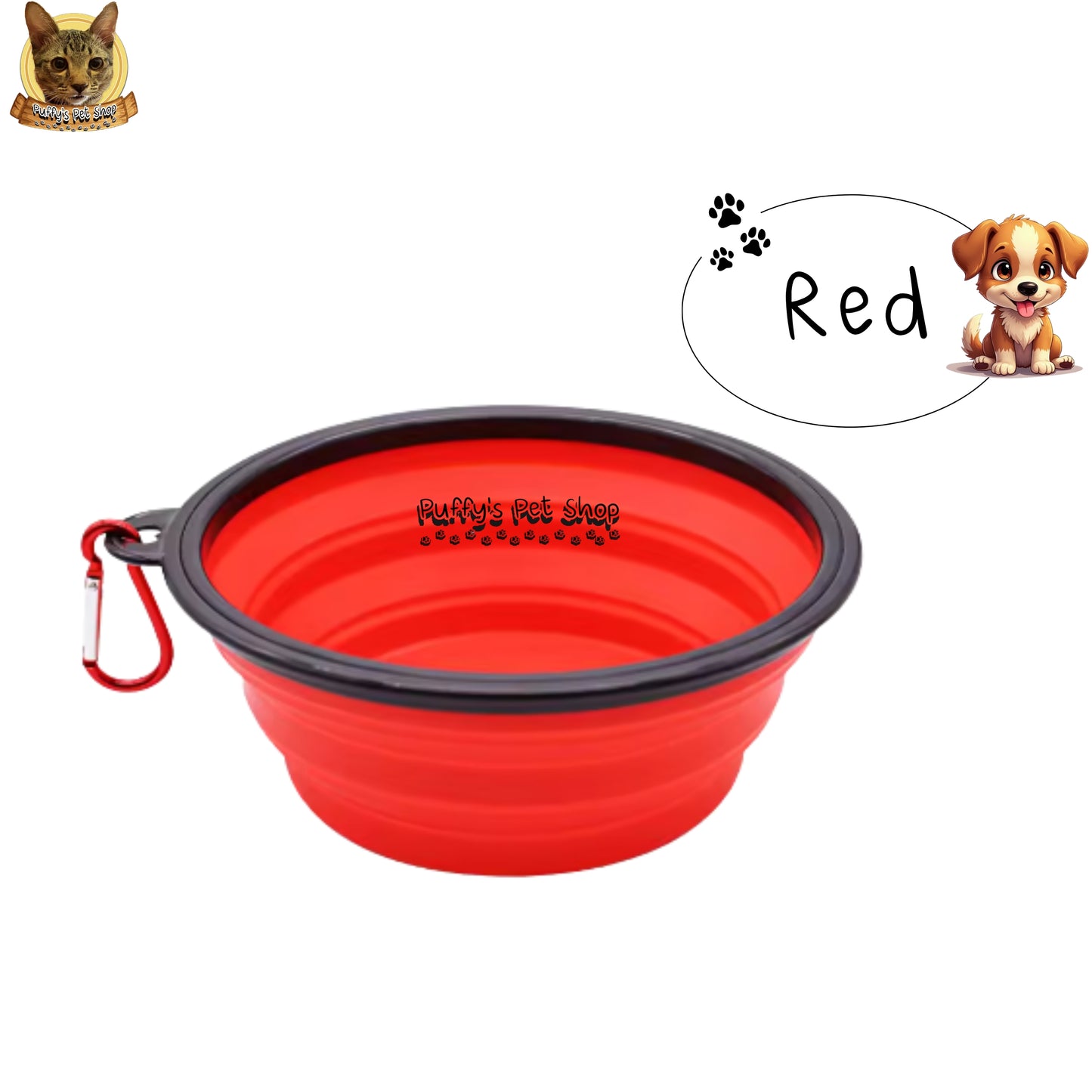 Puffy's Pet Shop | Collapsible Silicone Pet Bowl – Travel Friendly ชามซิลิโคนพับได้ สำหรับสัตว์เลี้ยง พกพาสะดวก เหมาะสำหรับเดินทาง ขนาด 13 x 5.5 x 9 ซม.