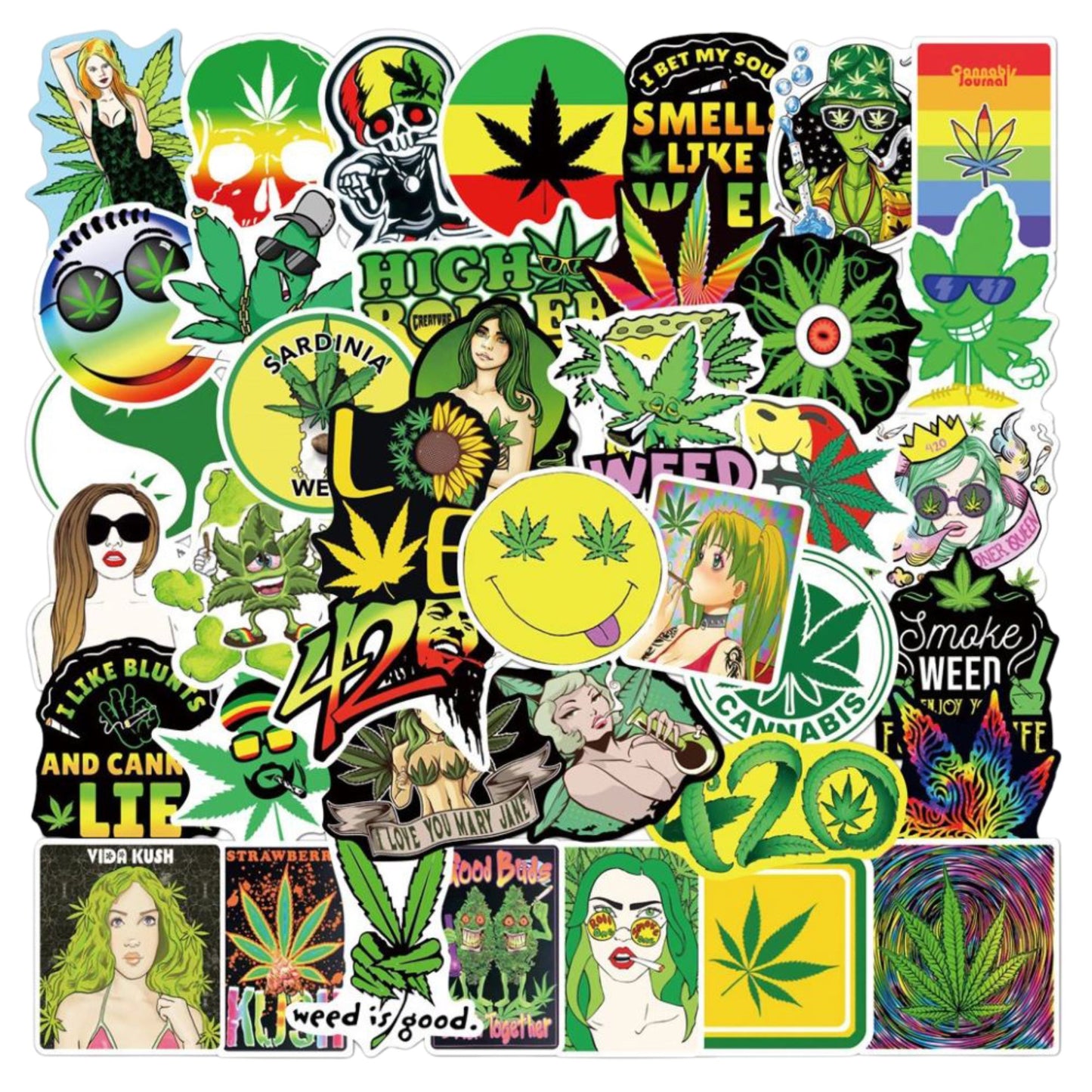 STICKERS | HEMP LEAF 420 RASTA STICKERS