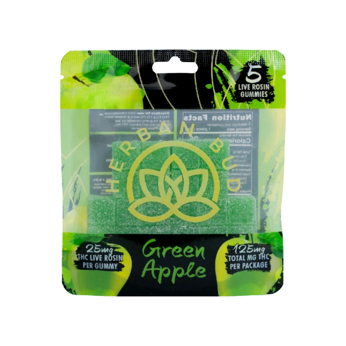 Jelly Herban Bud Green Apple Edibles gummy infused thc snack