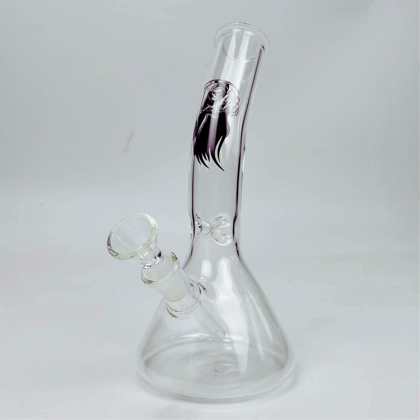 GLASS BONG | GRIM REAPER BENDED NECK BEAKER GLASS BONG 8.5 INCH 4MM THICKNESS