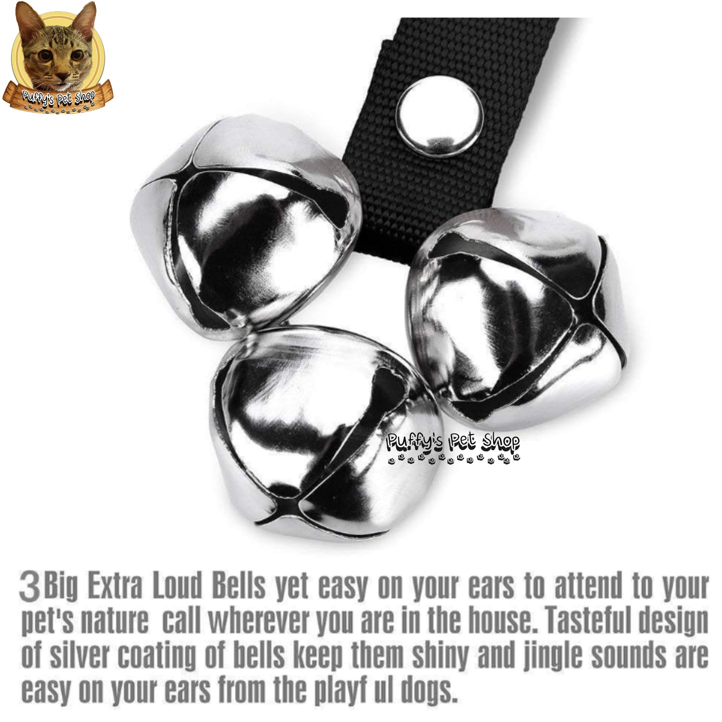 Puffy's Pet Shop |  Dog's Door Bell สายกระดิ่งสำหรับแขวนประตู อุปกรณ์ฝึกสุนัข ยาว 90 ซม