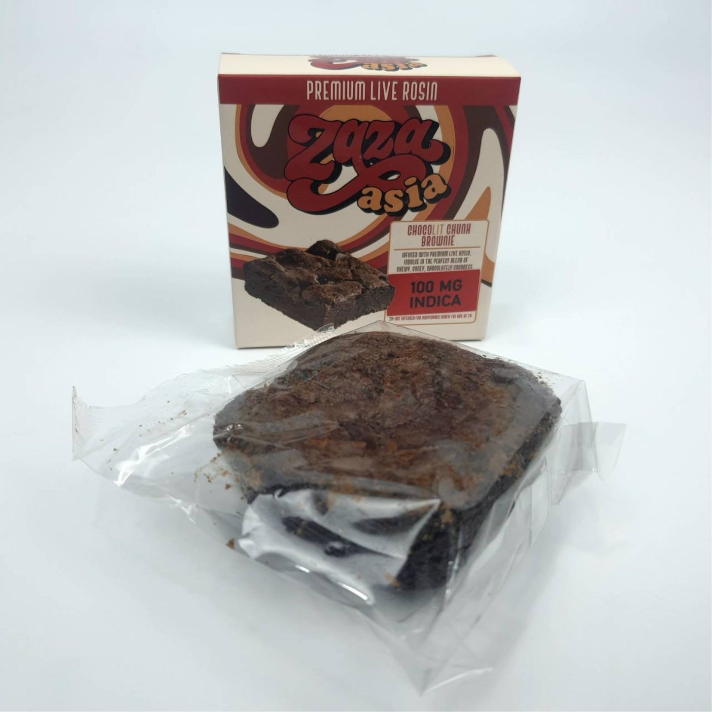 ZAZA ASIA | PREMIUM LIVE ROSIN CHOCOLIT CHUNK BROWNIE - INDICA | 100MG THC/PIECE