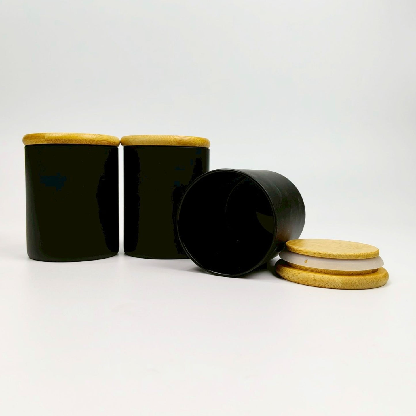 GLASS JAR | FROSTED GLASS JAR WITH WOODEN LID SIZE: 65 x 80MM - 200ML