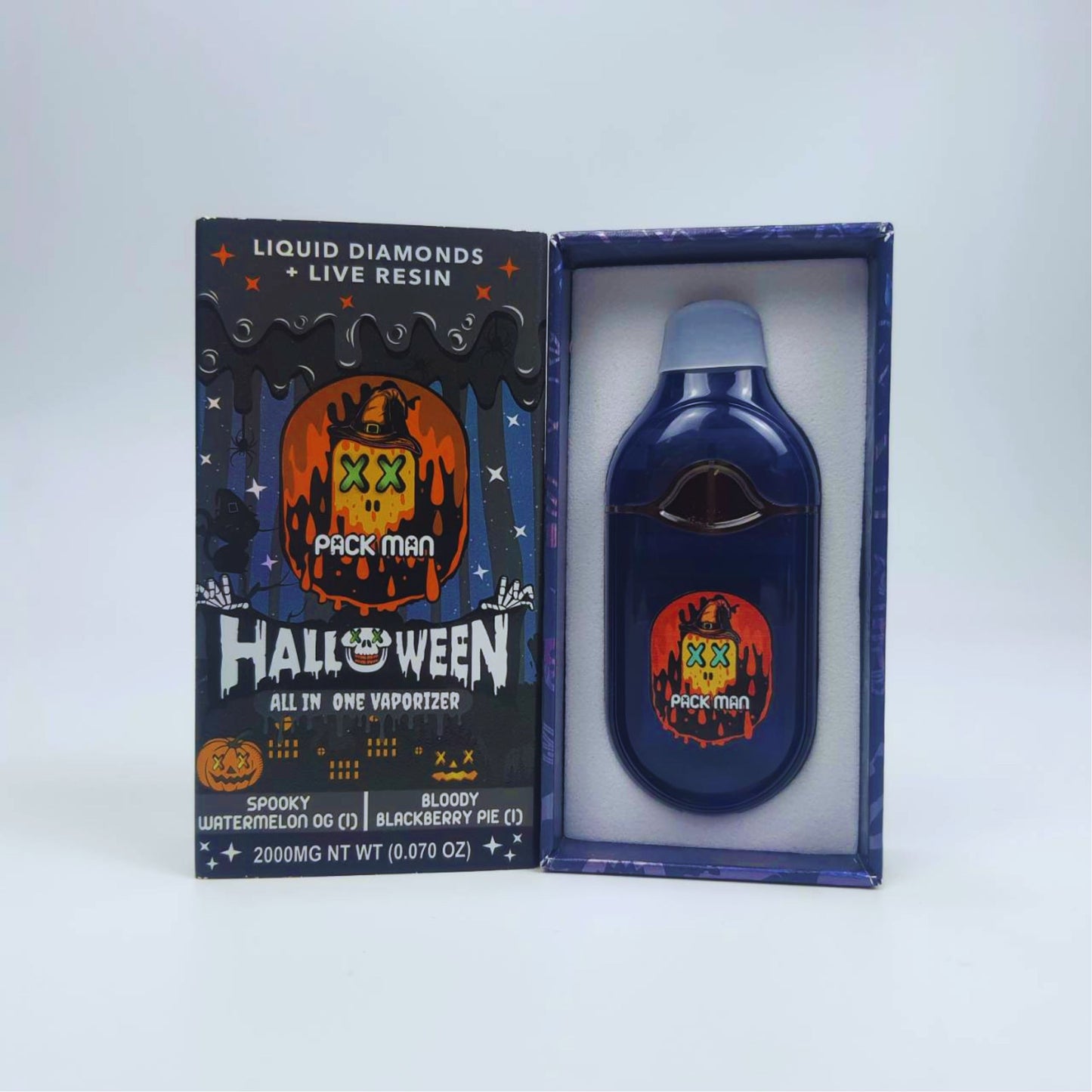 PACK MAN - LIQUID DIAMONDS + LIVE RESIN HALLOWEEN 2.0ML | SPOOKY WATERMELON OG (I) | BLOODY BLACKBERRY PIE (I)