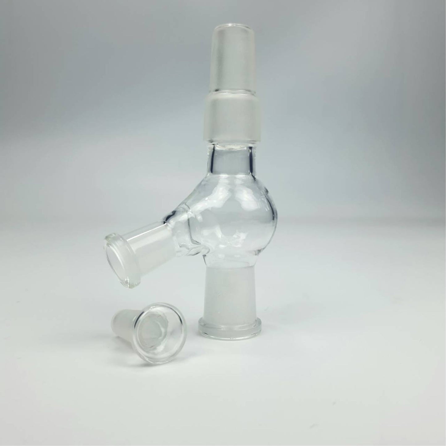 GLASS TUBE | GLASS BOWL 2FEMALE WITH LID 18MM IN / 14MM OUT & 14&18MM IN / 14MM OUT
