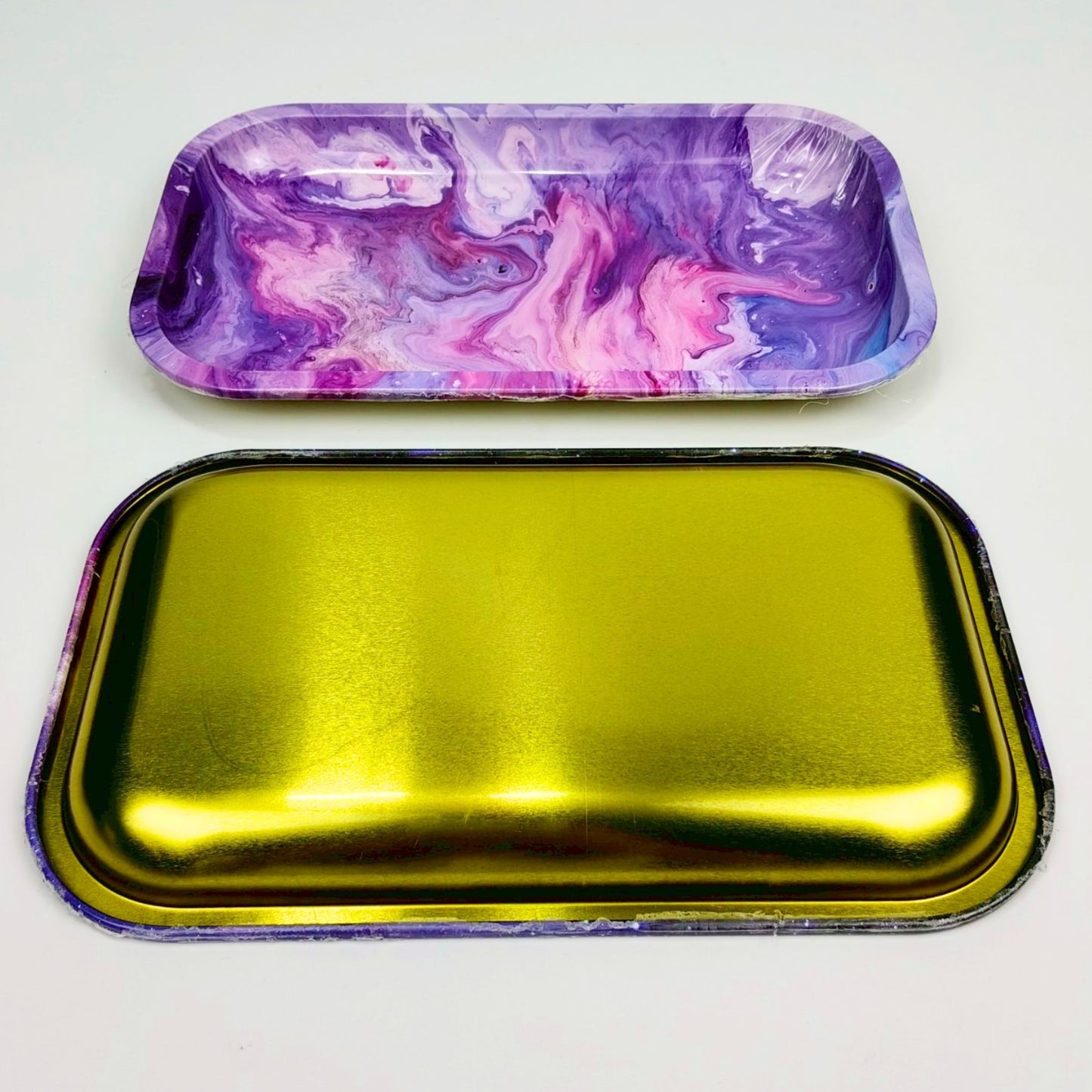 TRAY | GALAXY PSYCHEDELIC PINK METAL ROLLING TRAY SIZE : 27.5X16 CM