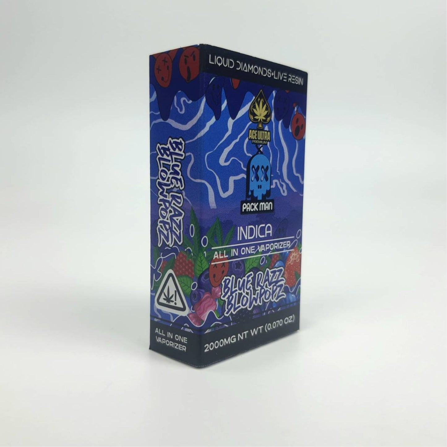 PACK MAN LIQUID DIAMONDS + LIVE RESIN 2.0ML | BLUE RAZZ BLOWPOPZ : INDICA
