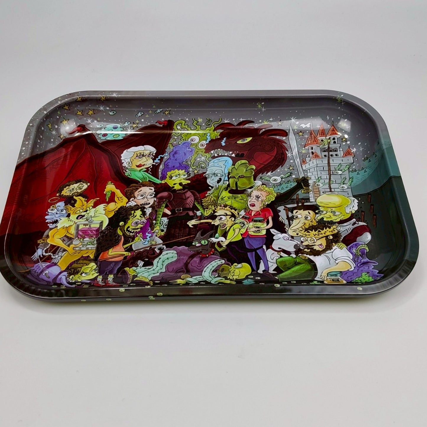 TRAY | RICK & MORTY WITH THE SIMPSONS SPECIAL METAL ROLLING PAPER TRAYSIZE : 19X28.5 CM