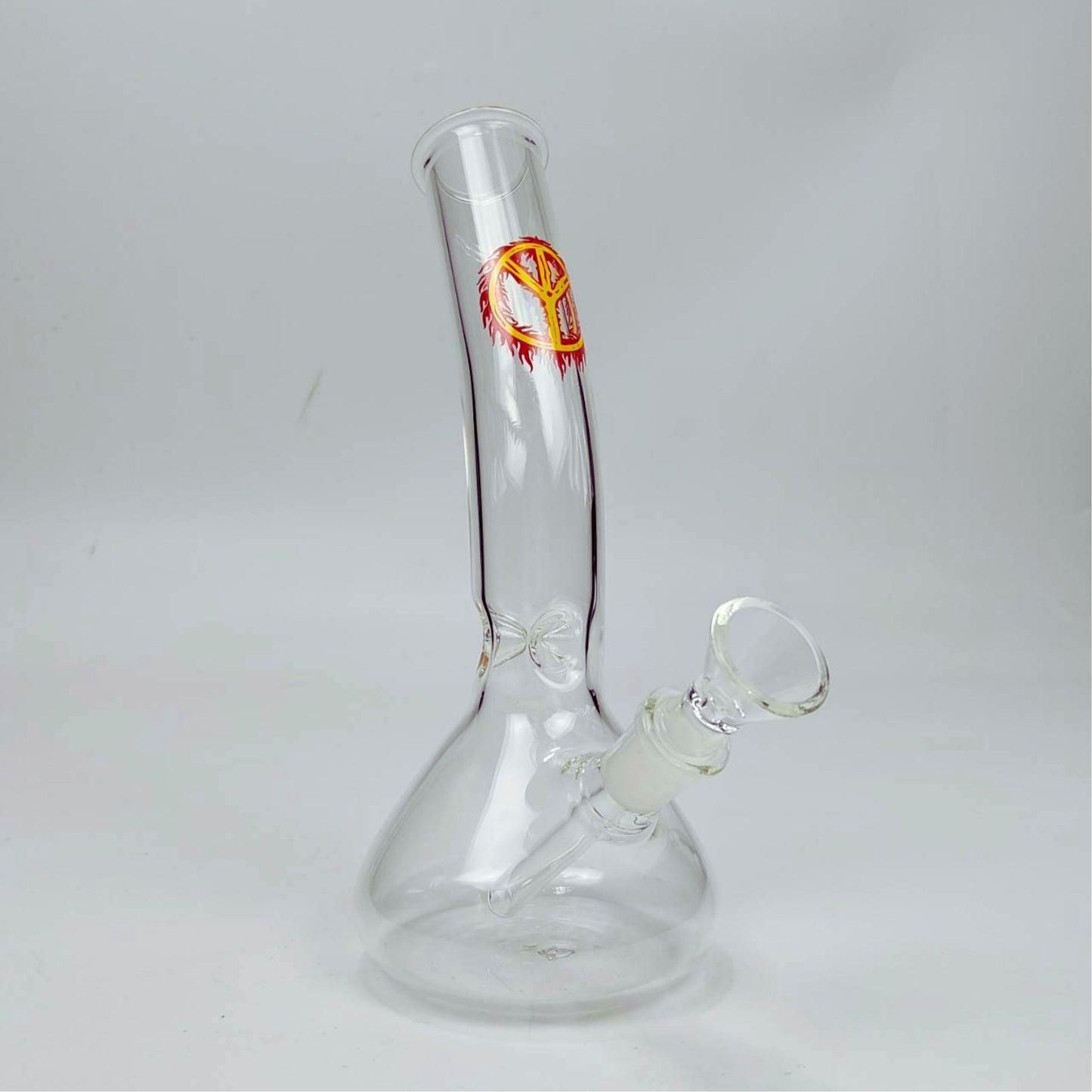 GLASS BONG | PEACE BENDED NECK BEAKER GLASS BONG 8.5 INCH 4MM THICKNESS