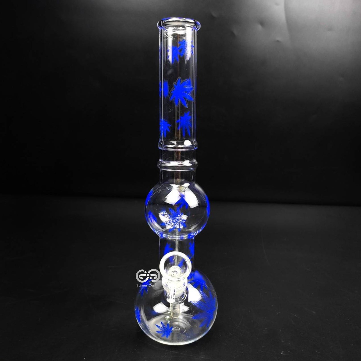 Glass Bong | MJ LEAF DOUBLE SPHERE GLASS BONG 12 INCH