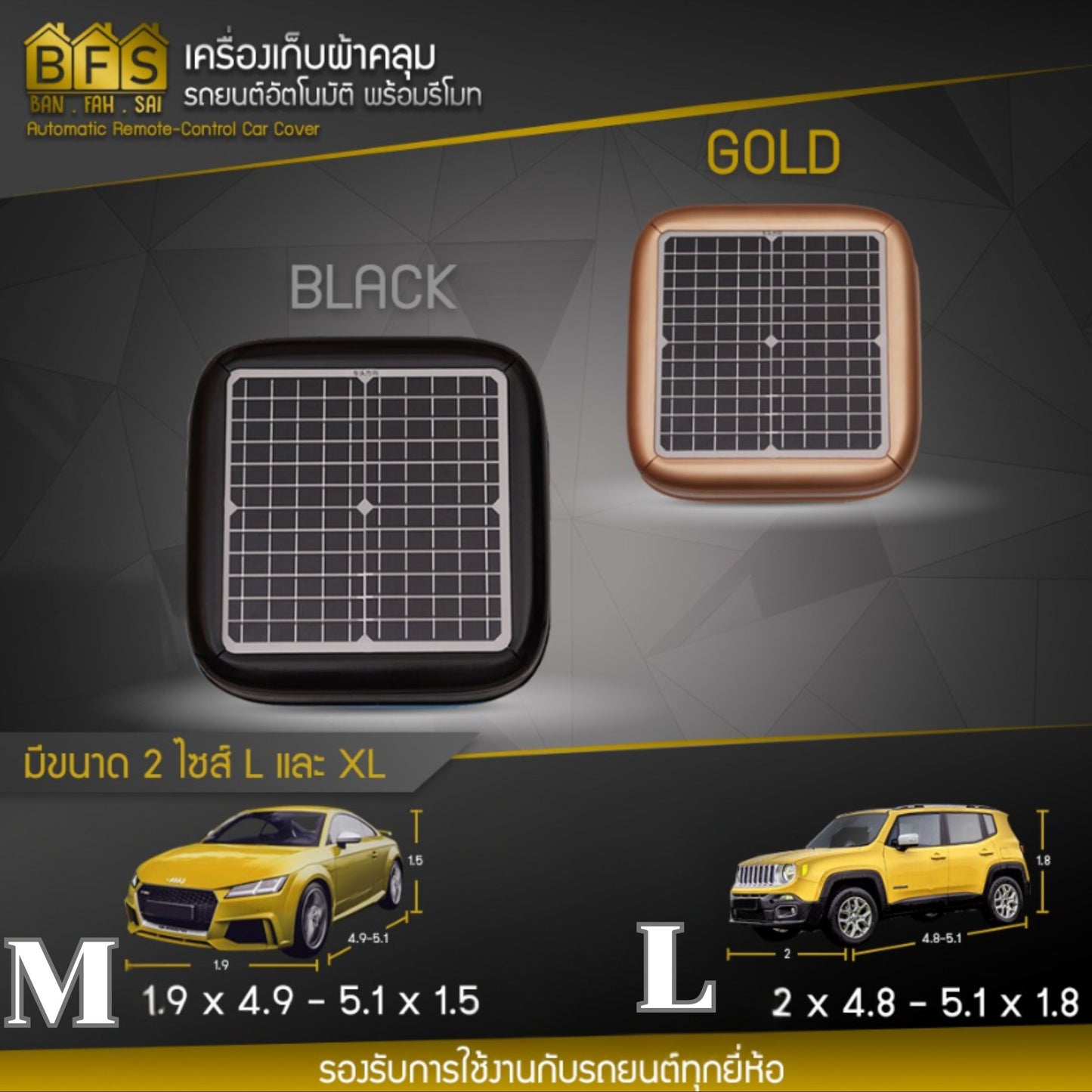 AUTOMATIC CAR COVER WITH SOLAR PANEL AND RECHARGEABLE BATTERY 4400 MAH